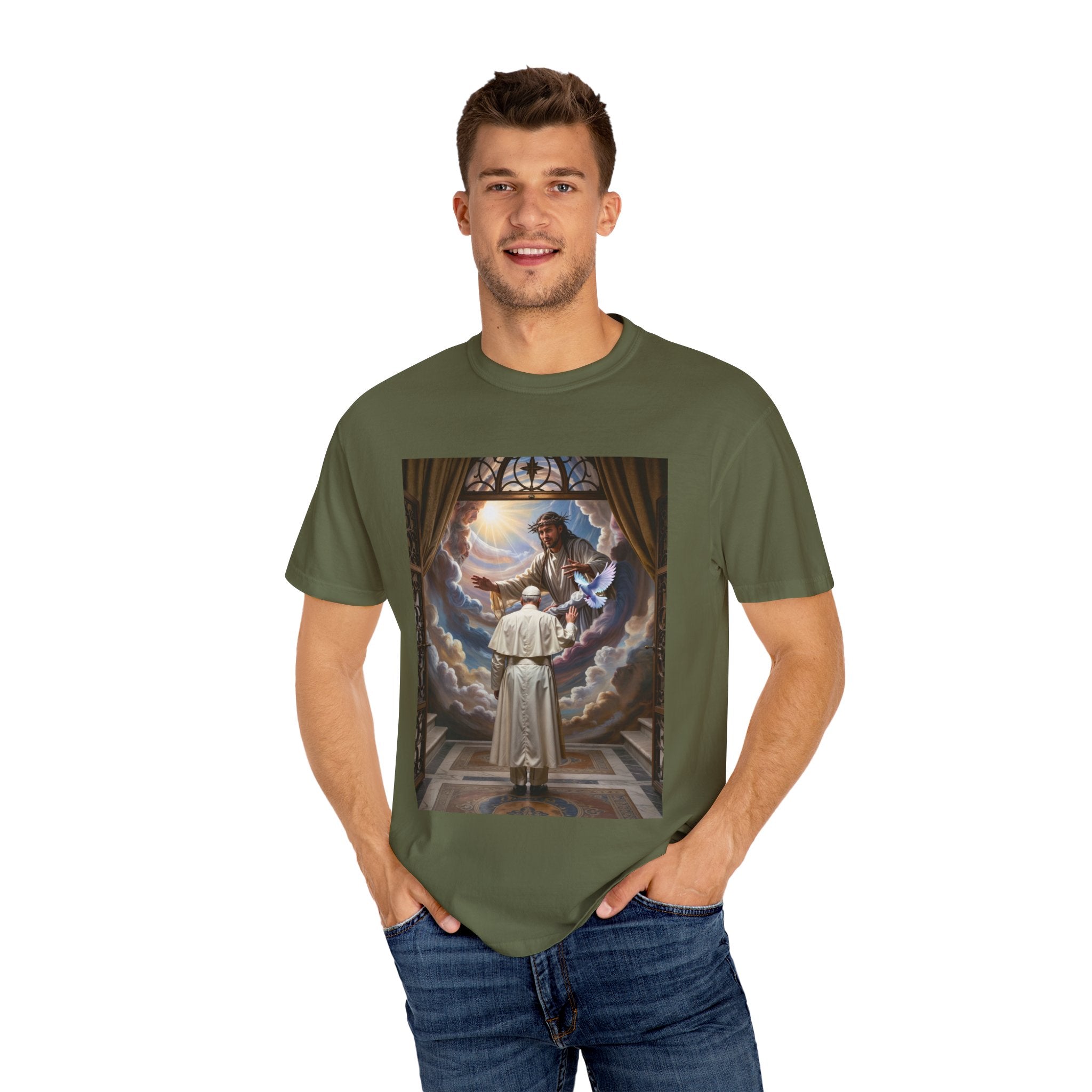 Artistic Unisex Garment-Dyed T-shirt - Divine Inspiration Design - Angel Body
