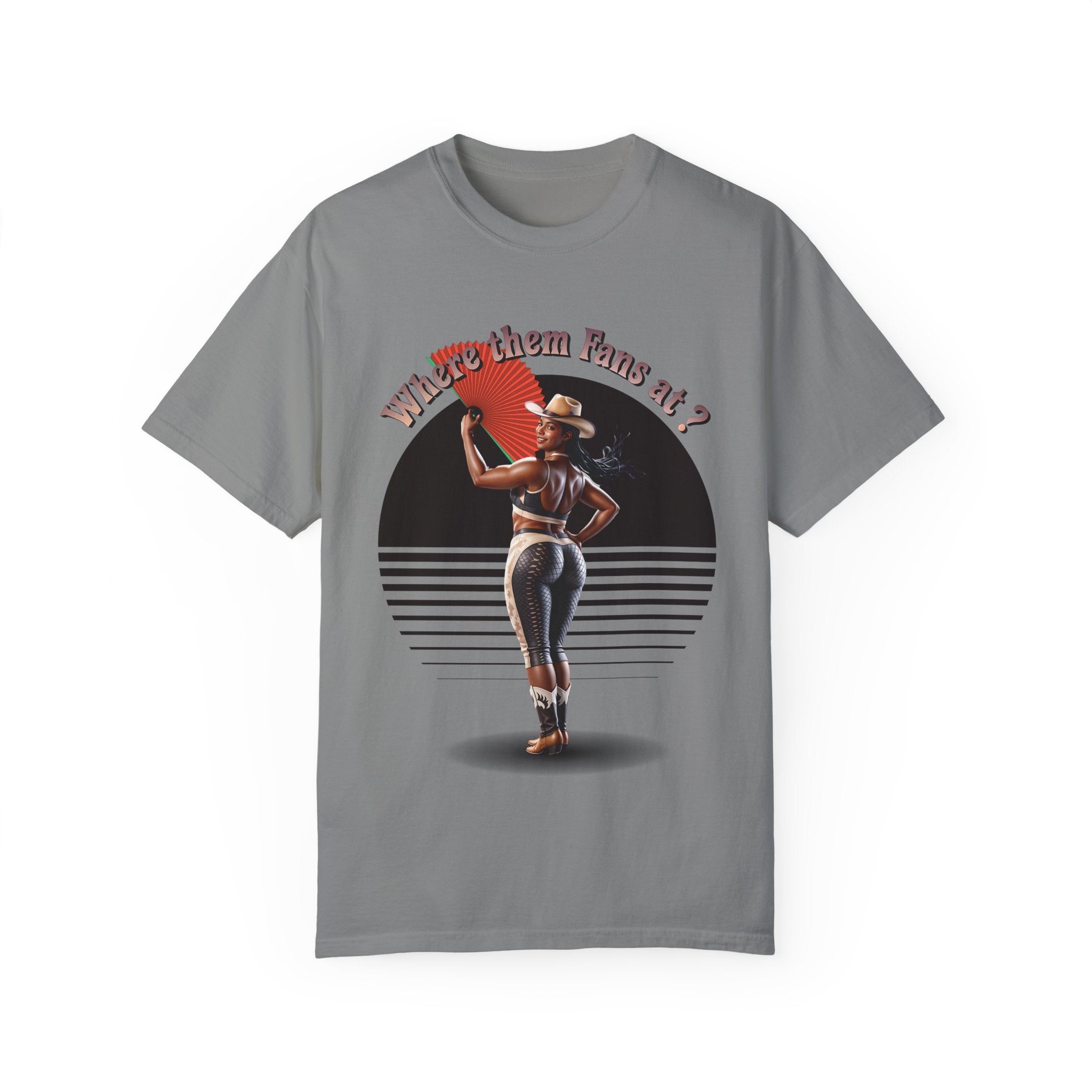 Retro Graphic T-Shirt - 'Where Them Fans At' Urban Style - Angel Body