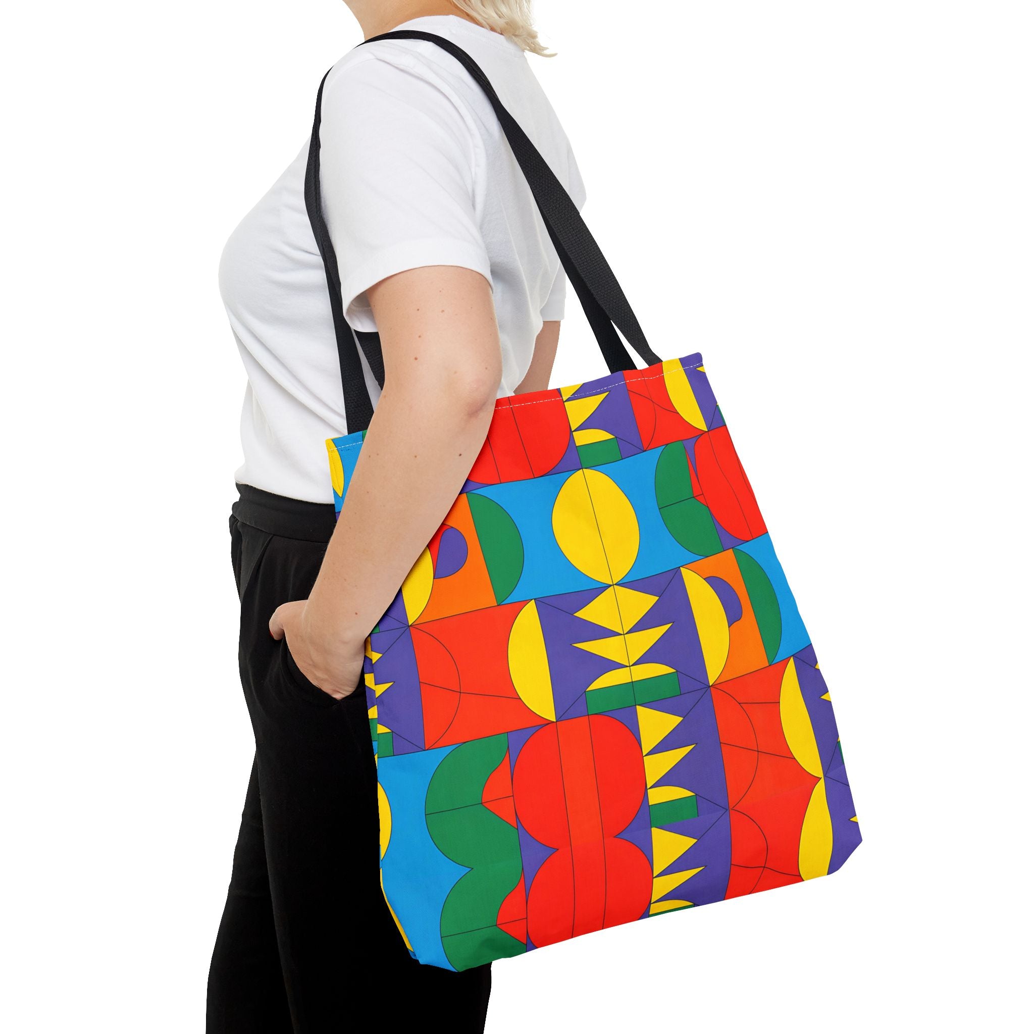 Colorful Geometric Tote Bag - Bold Patterns for Everyday Use - Angel Body