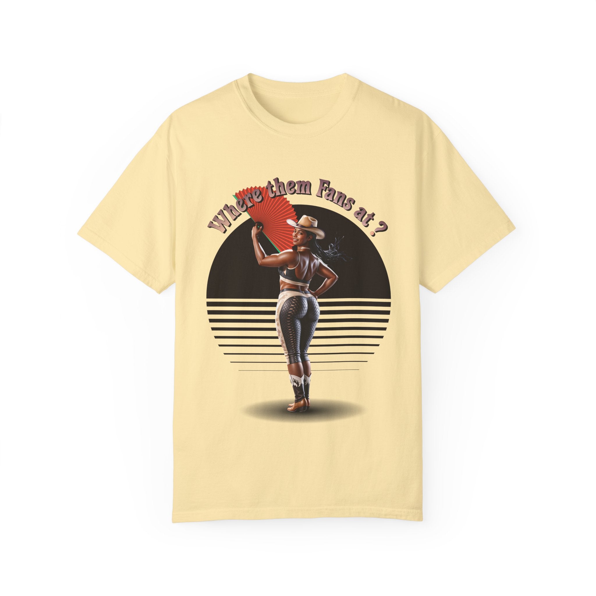 Retro Graphic T-Shirt - 'Where Them Fans At' Urban Style - Angel Body