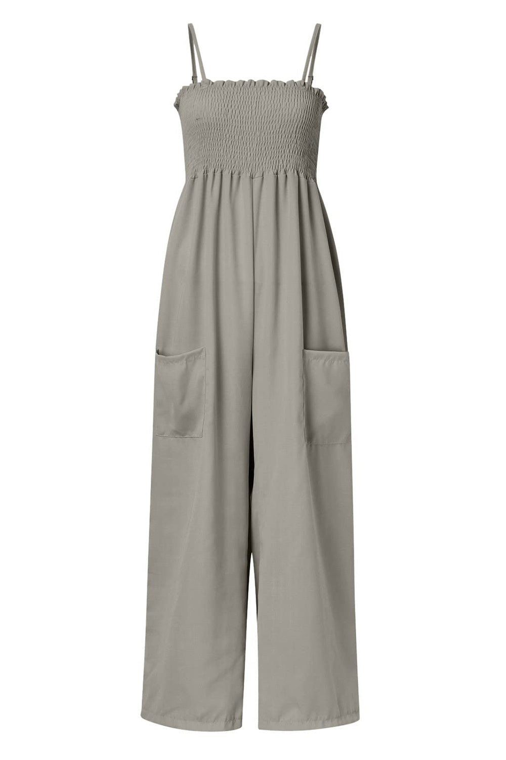 Smocked Spaghetti Strap Wide Leg Jumpsuit - Angel Body