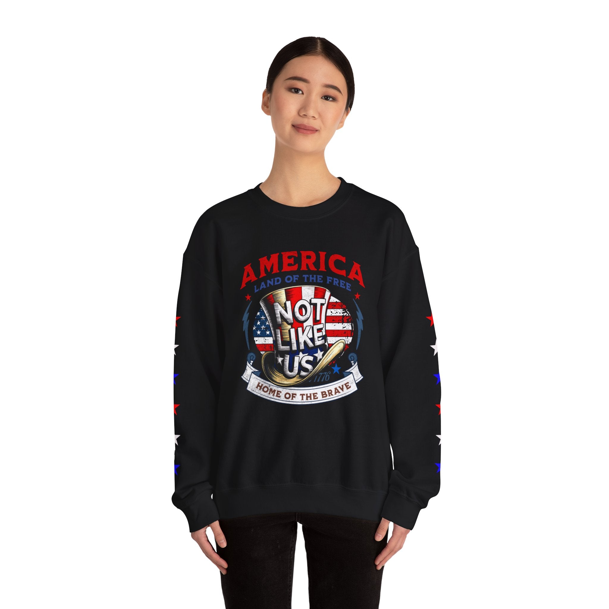 Patriotic Unisex Crewneck Sweatshirt - 'Not Like Us' American Pride - Angel Body