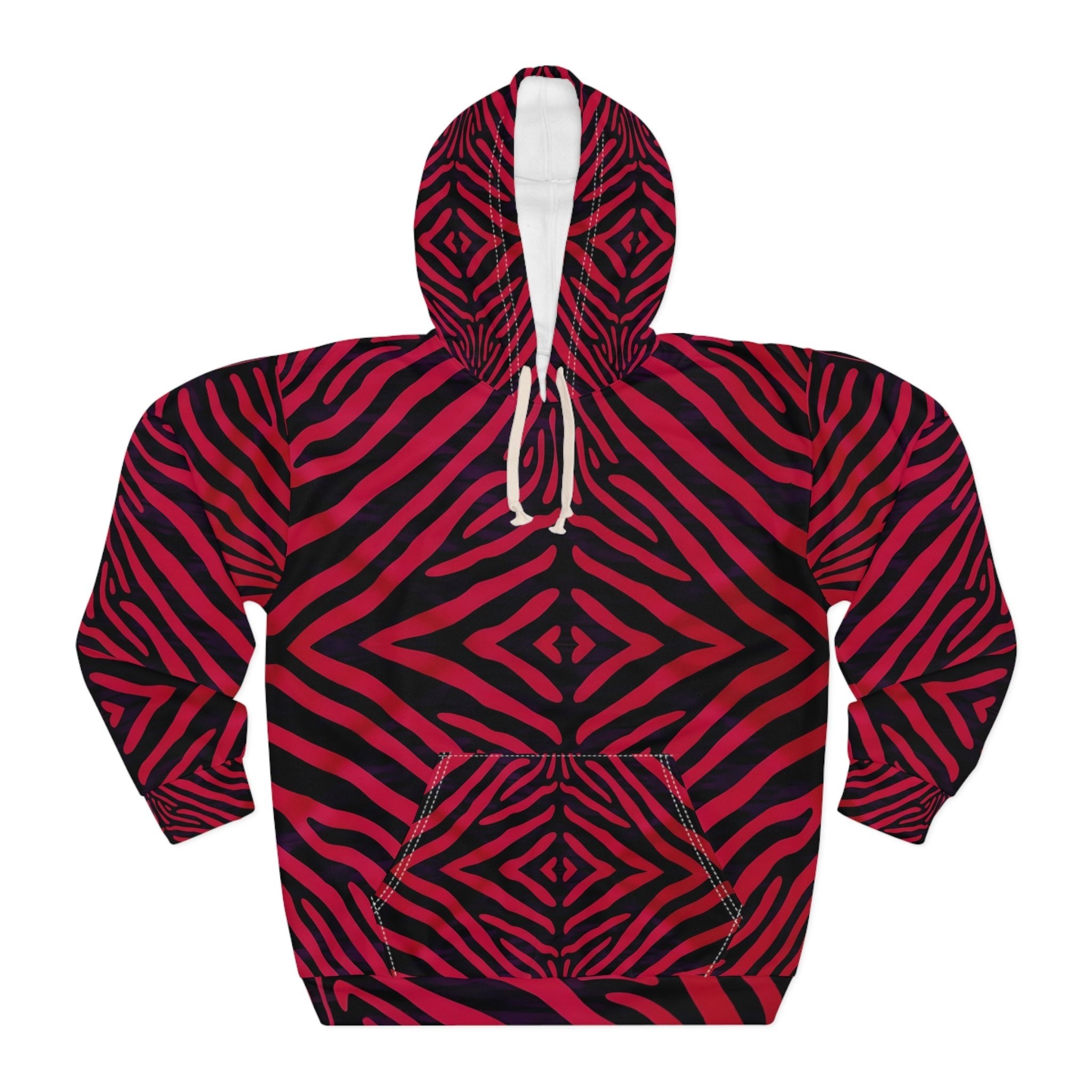 Red Zebra Print Hoodie - Stylish and Comfortable Unisex Pullover - Angel Body