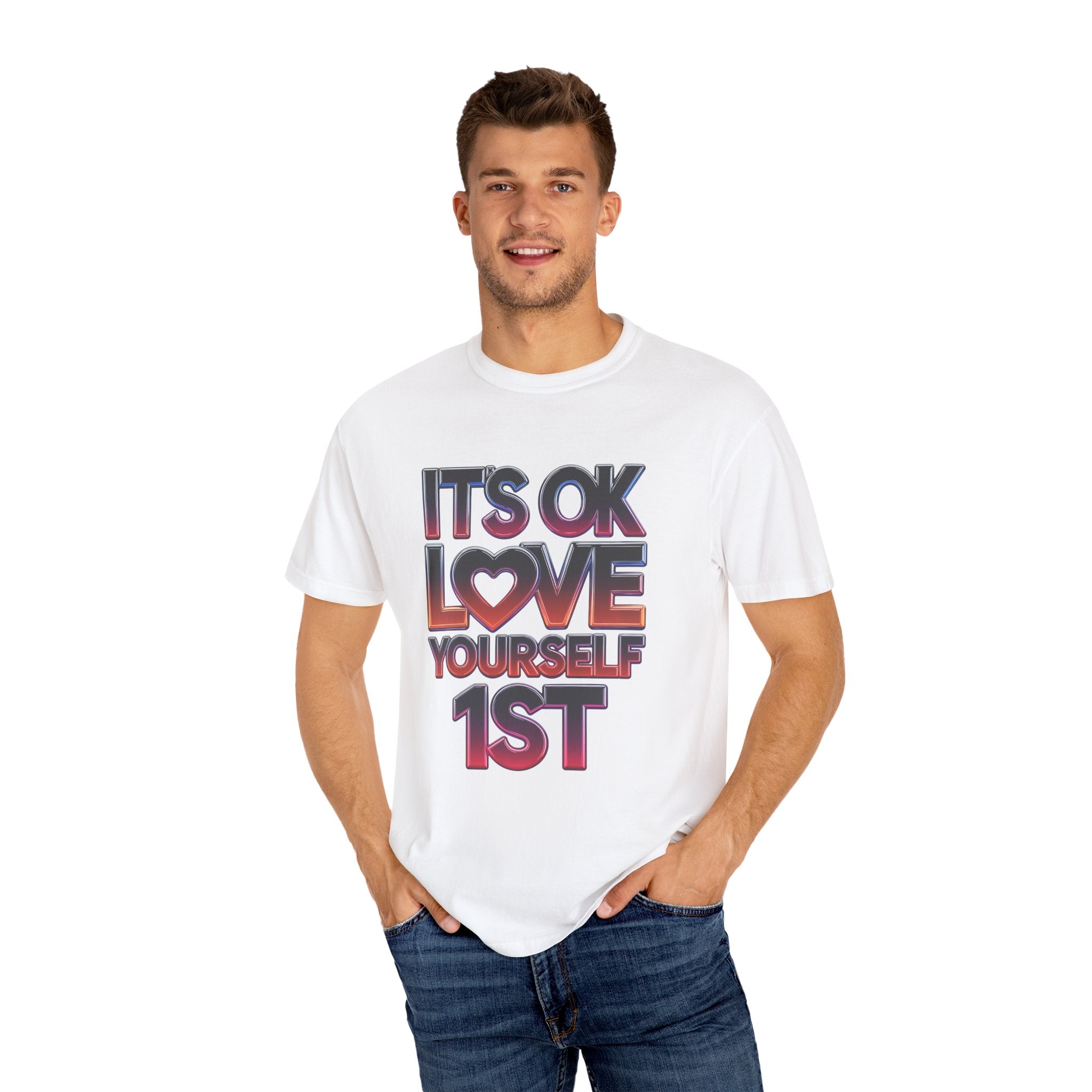 Positive Vibes Unisex T-Shirt - 'It's OK to Love Yourself 1st' - Angel Body