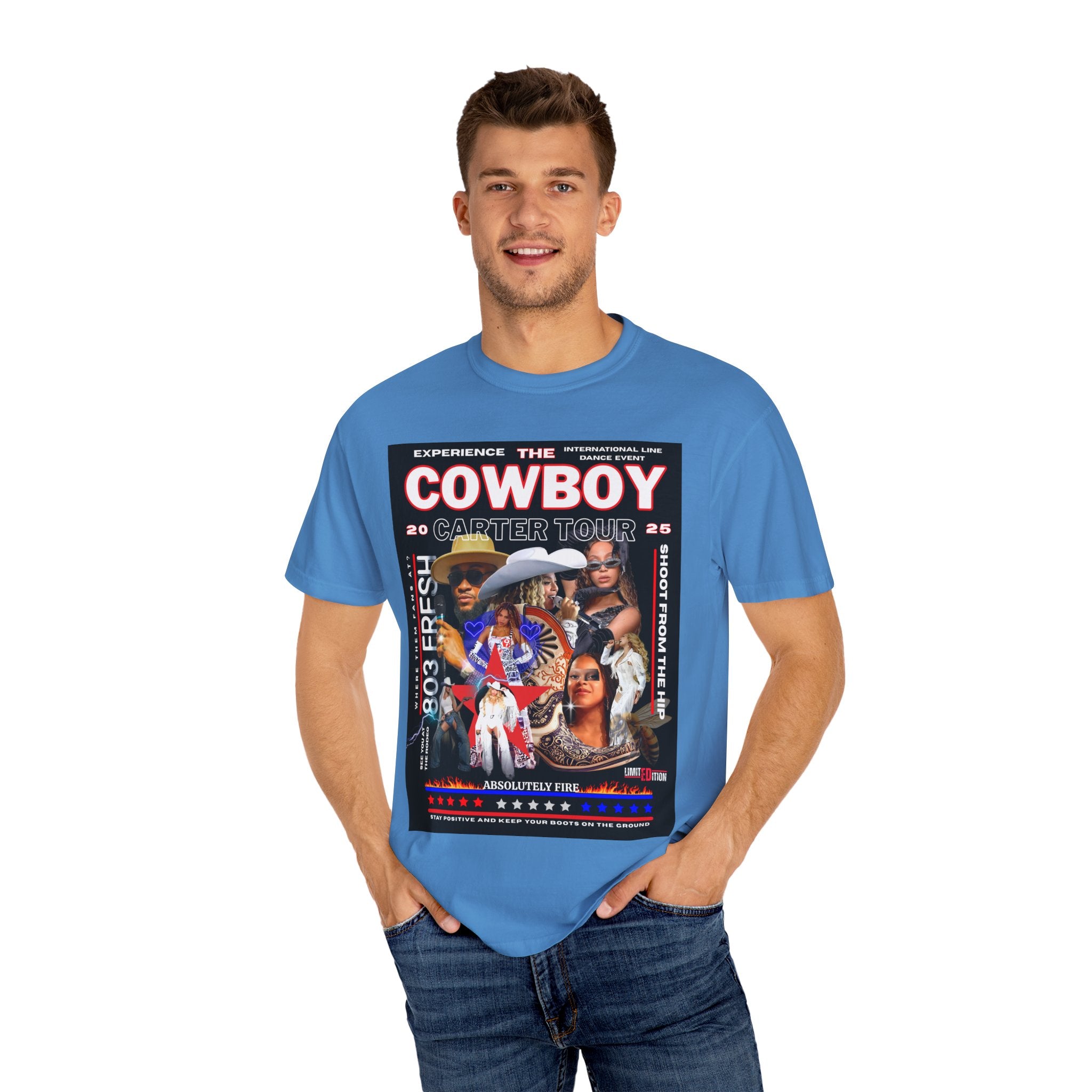 Retro Concert T-Shirt, Cowboy Tour Apparel, Vintage Band Tee, Music Festival Shirt, Unisex Garment-Dyed Top - Angel Body
