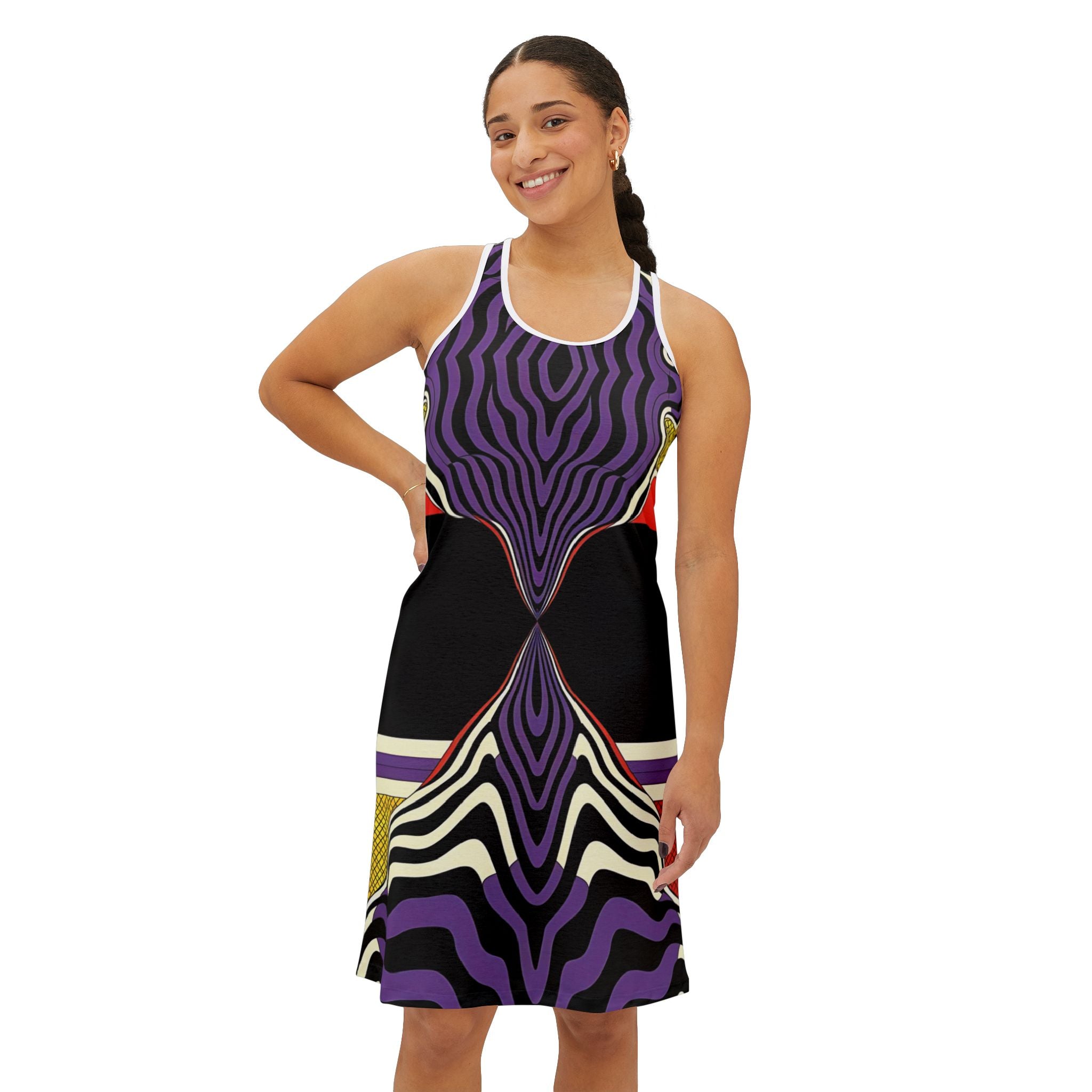 Vibrant Racerback Dress with Abstract Art Print - Angel Body