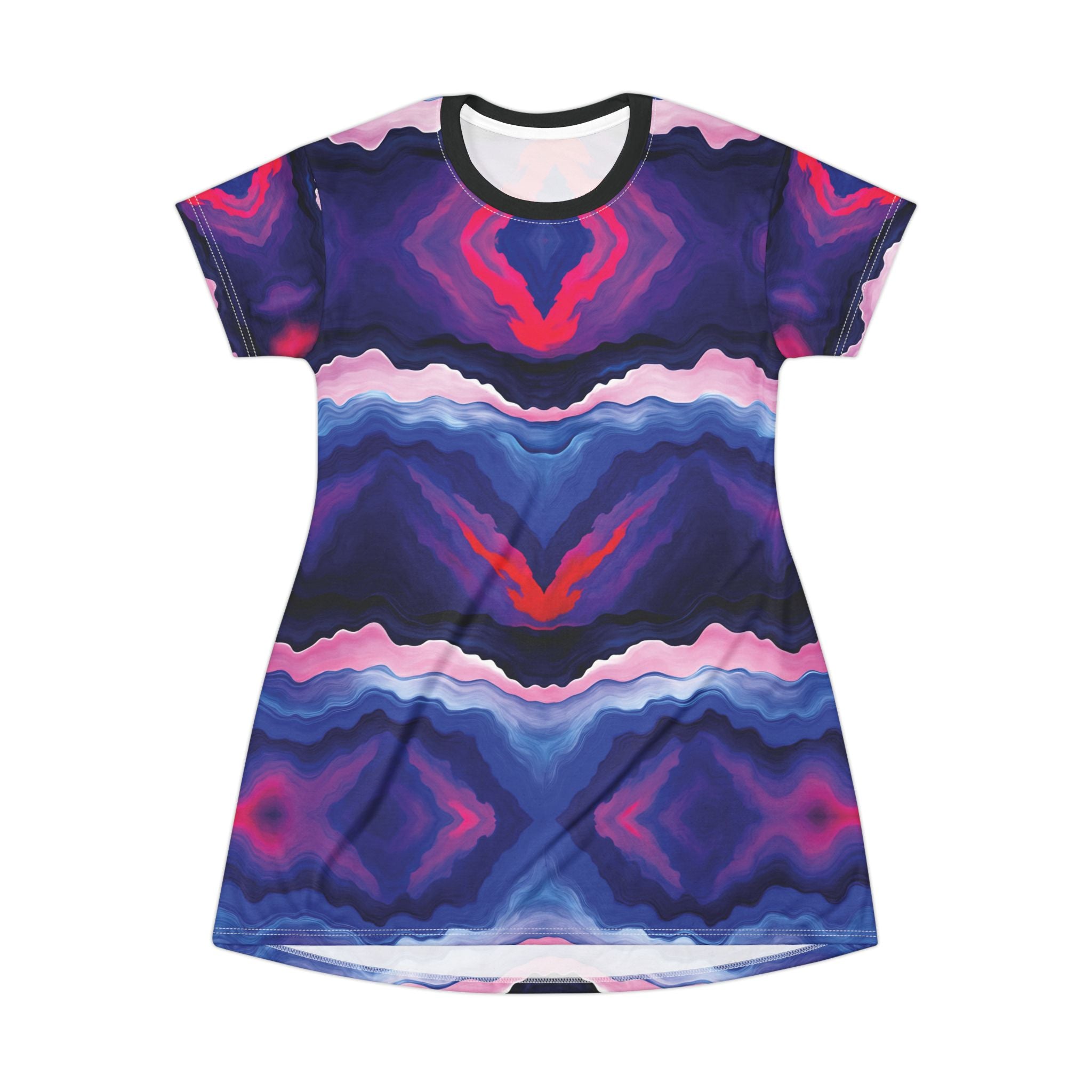 Vibrant Abstract T-Shirt Dress for Summer Vibes - Angel Body