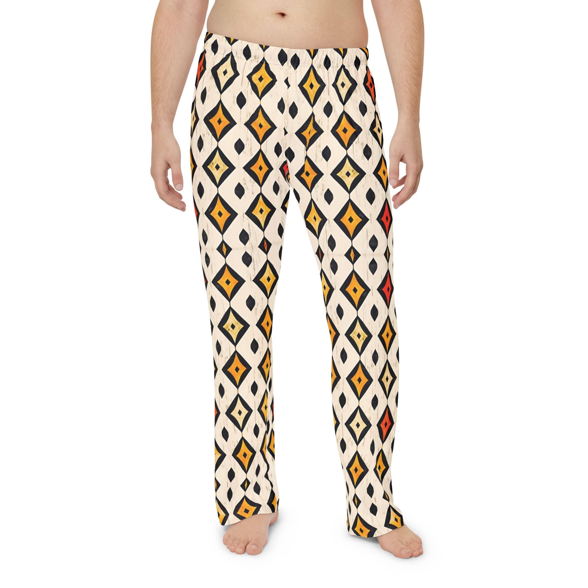 Stylish Geometric Men's Pajama Pants - Comfortable Lounge Wear for Cozy Nights - Angel Body