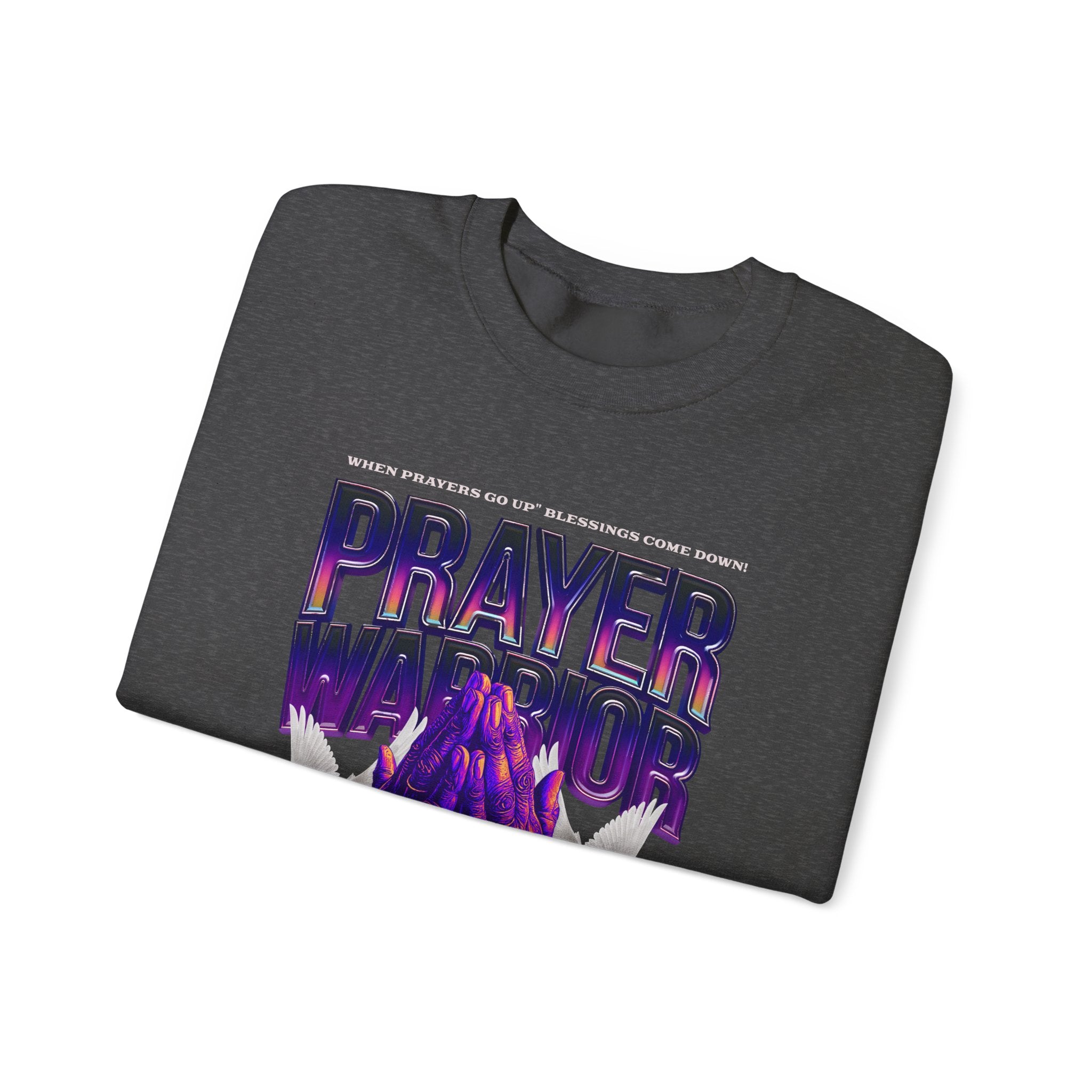 Prayer Warrior Crewneck Sweatshirt - Unisex Heavy Blend™ - Perfect for Spiritual Comfort - Angel Body