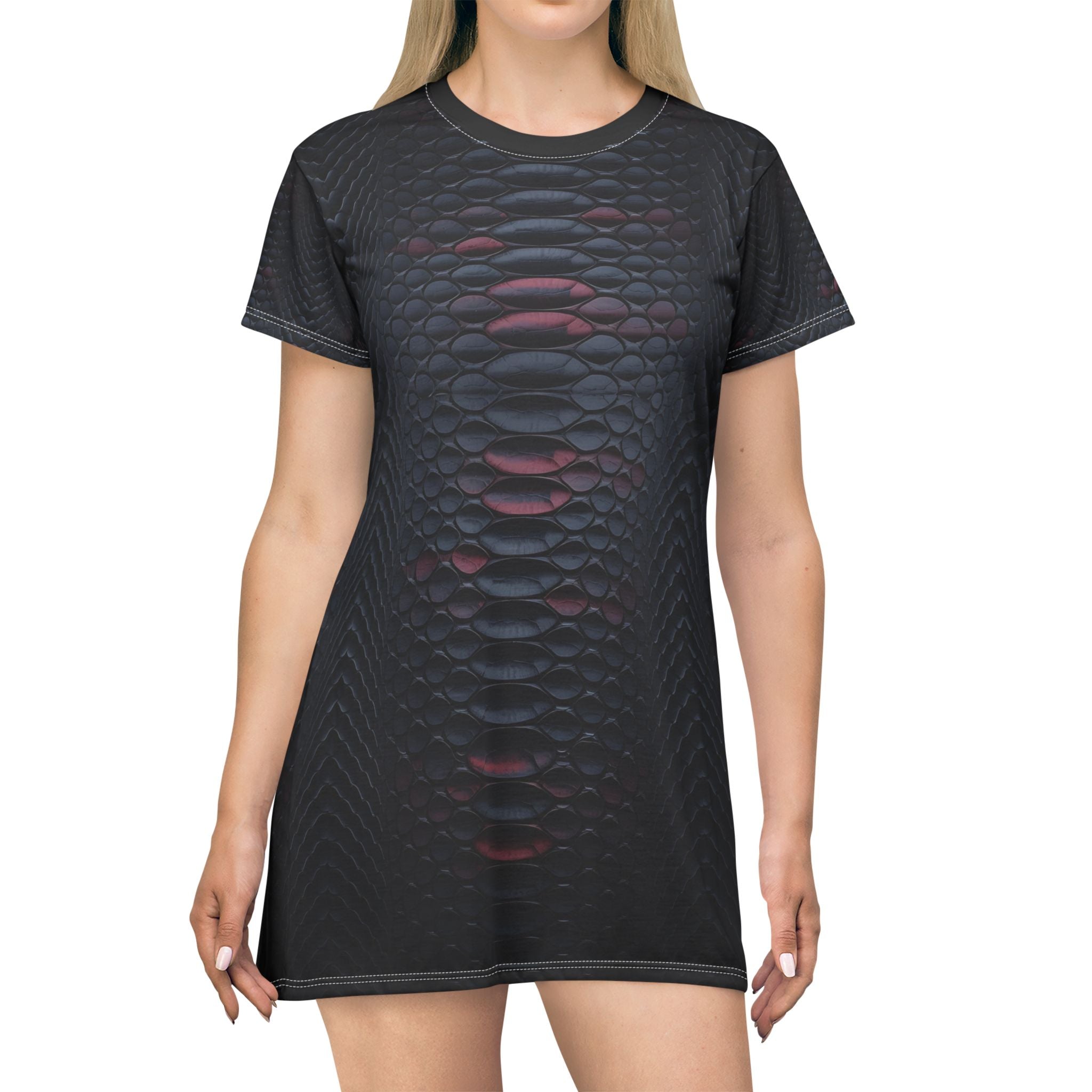 Stylish Black Textured T-Shirt Dress - Modern Casual Wear - Angel Body