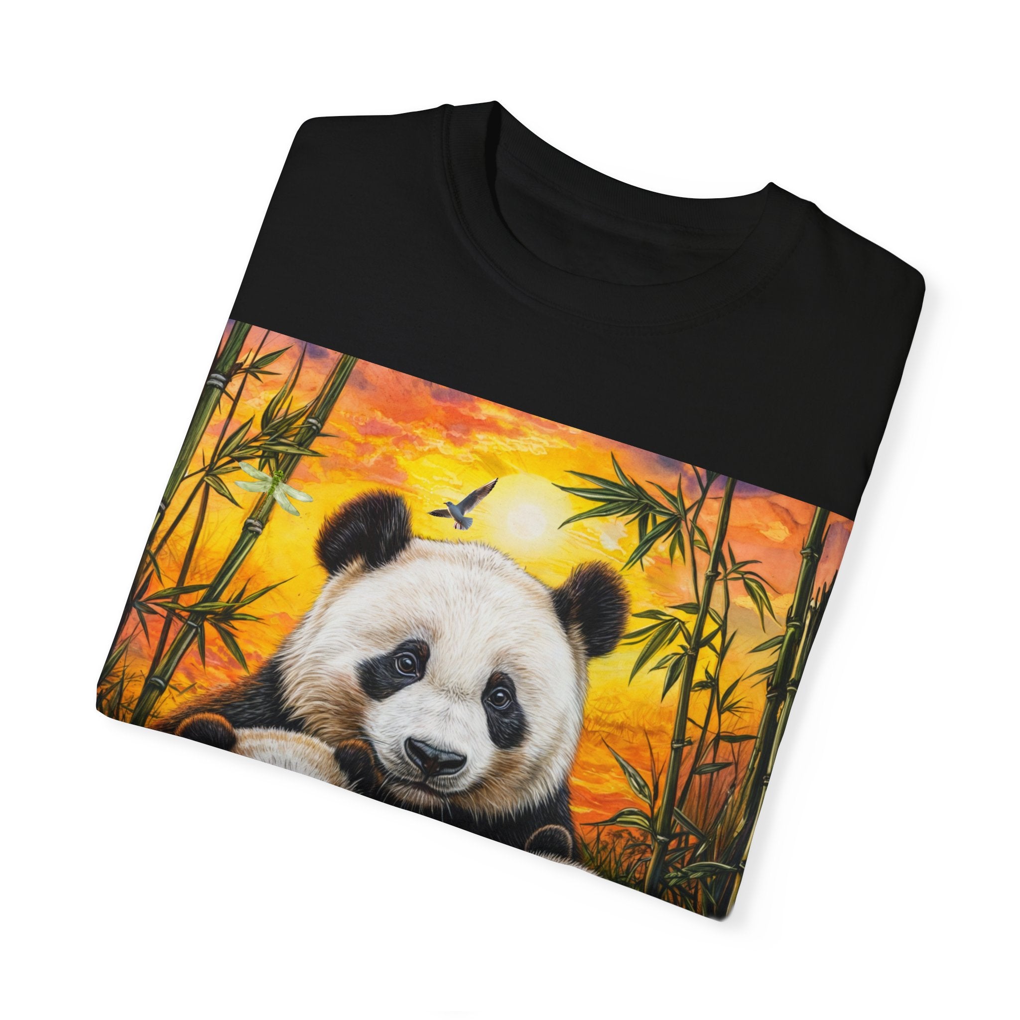 Cute Panda Family Unisex Garment-Dyed T-shirt - Perfect for Animal Lovers - Angel Body