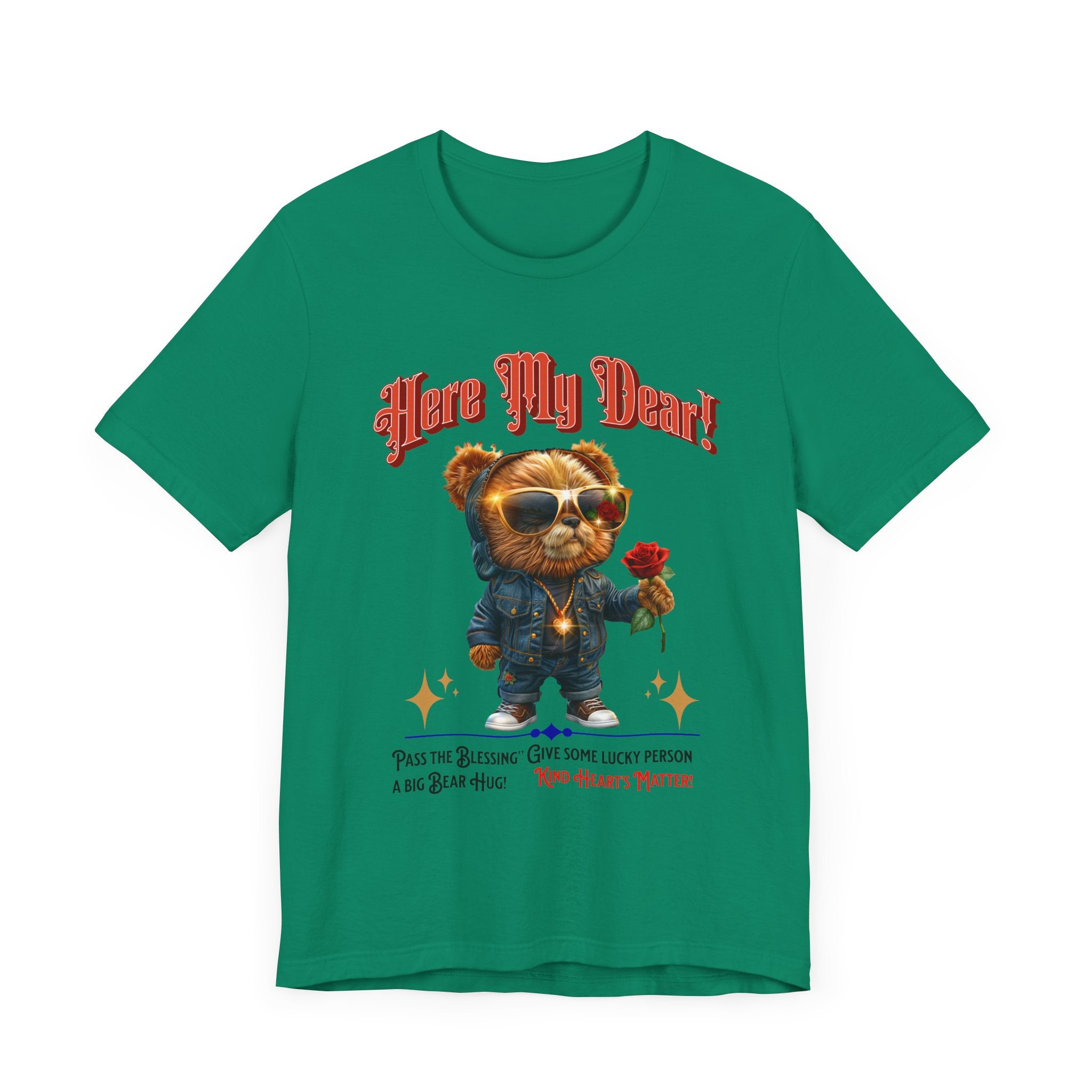 Teddy Bear Red Rose T-Shirt - Fun Cool Unisex Tee - Angel Body