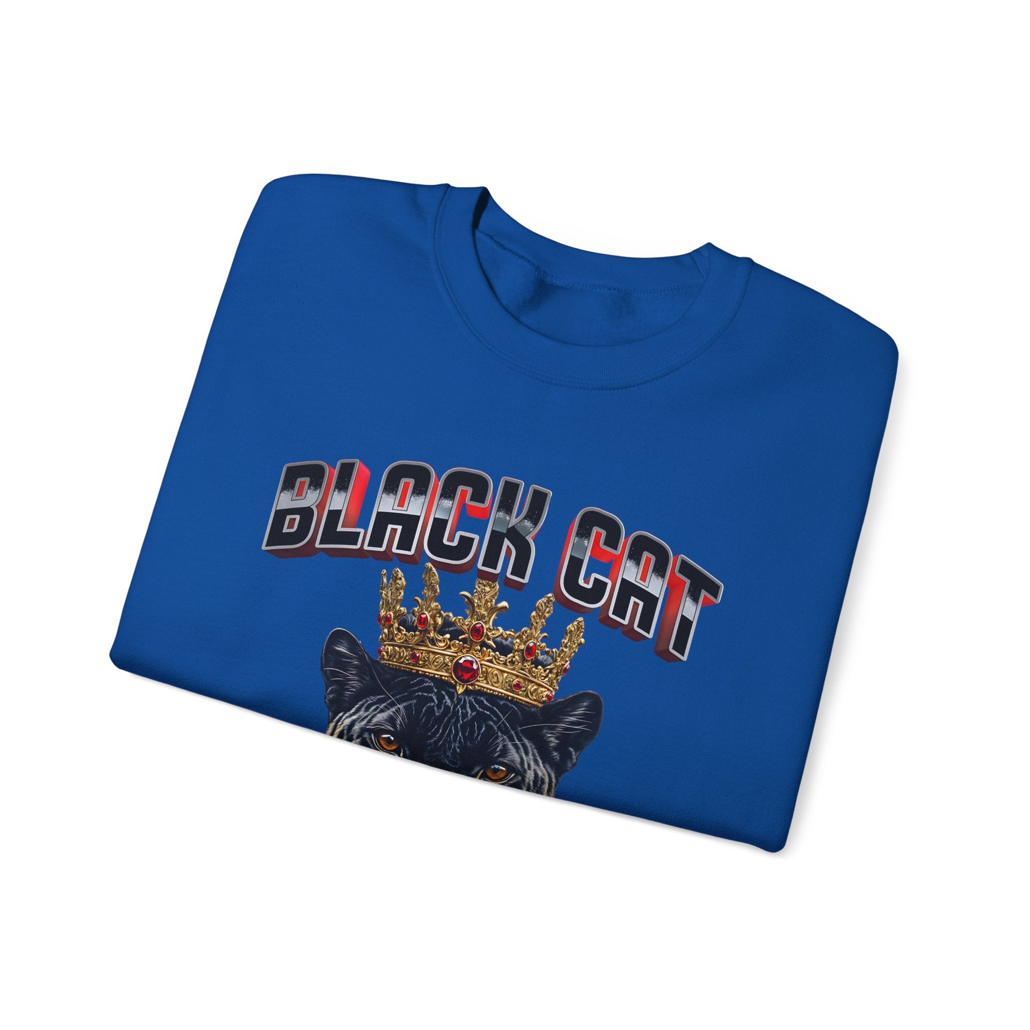 Black Cat Crowned Sweatshirt - Unisex Heavy Blend™, Stay on the Prowl for Success! - Angel Body