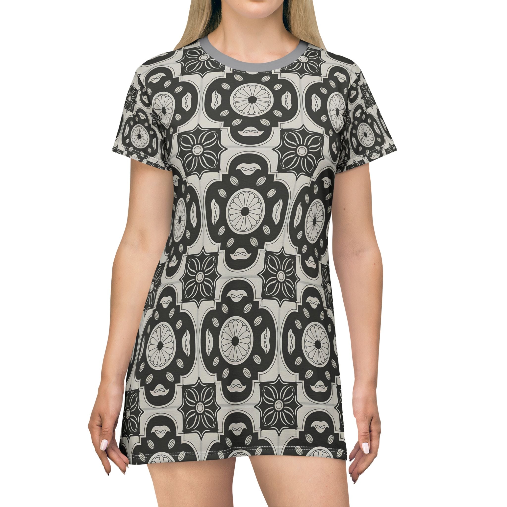 Bohemian Floral T-Shirt Dress for Everyday Comfort - Angel Body