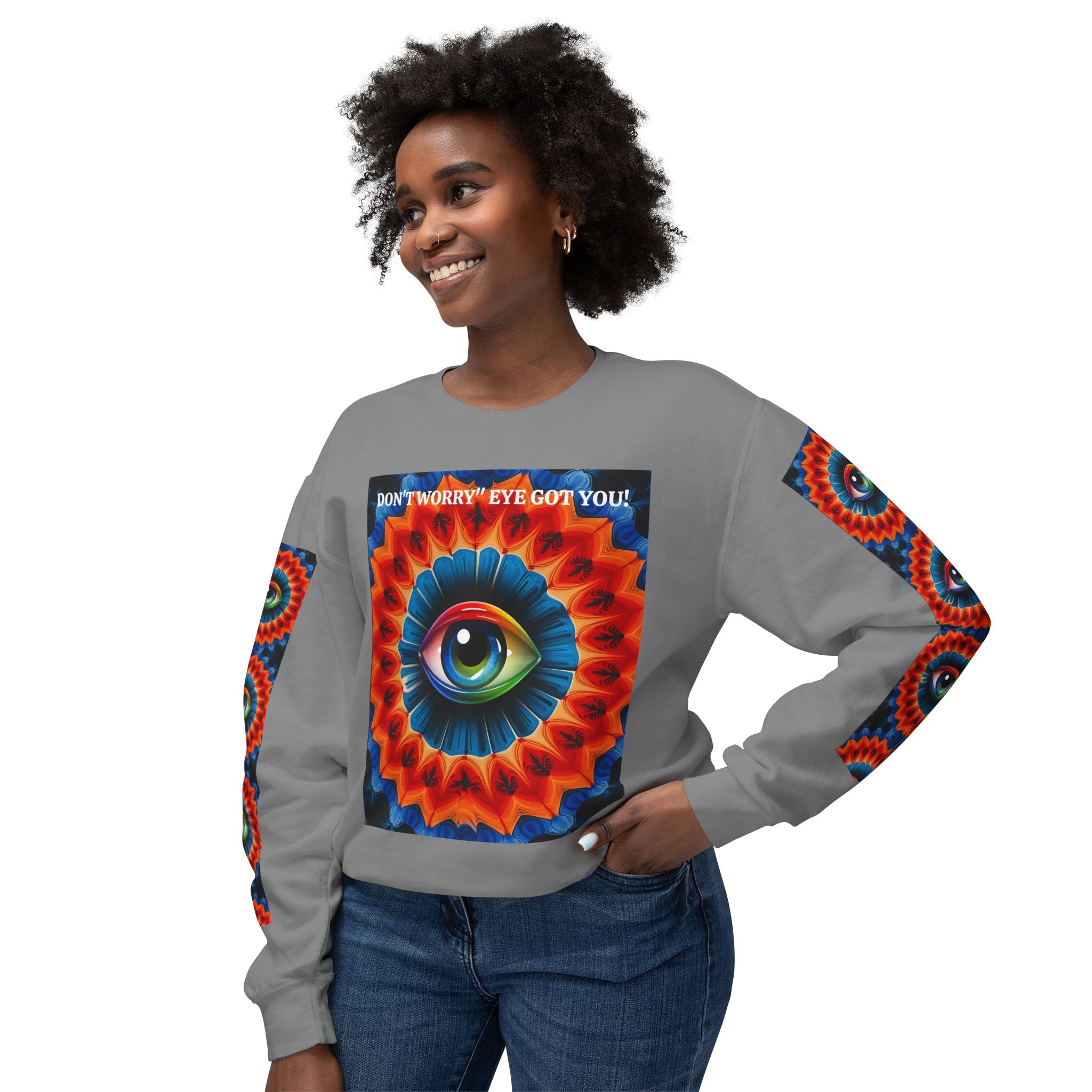 Crewneck Sweatshirt - Creative Eye Mandala Design - Angel Body