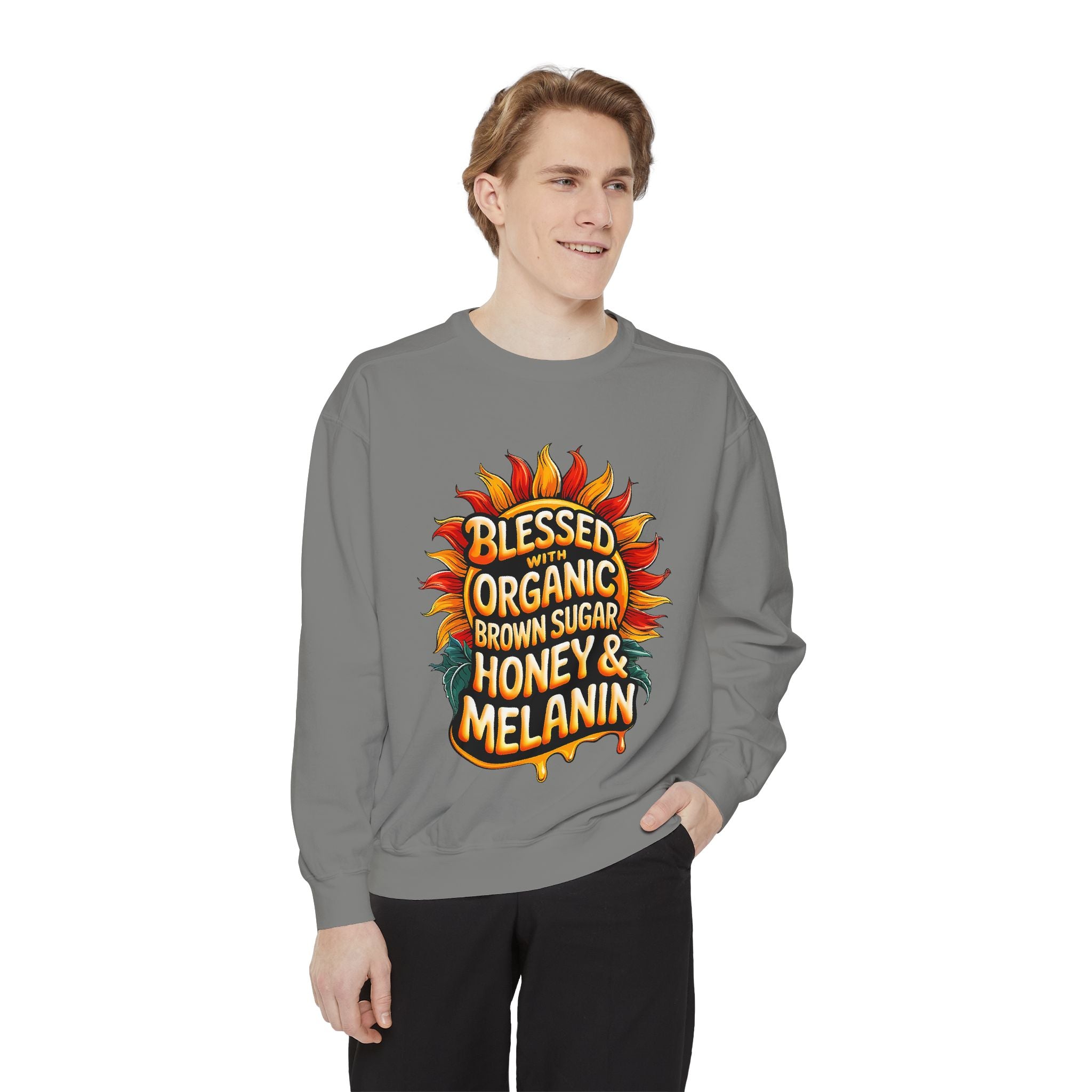 Blessed Organic Honey & Melanin Sweatshirt | Unisex Garment-Dyed Fashion