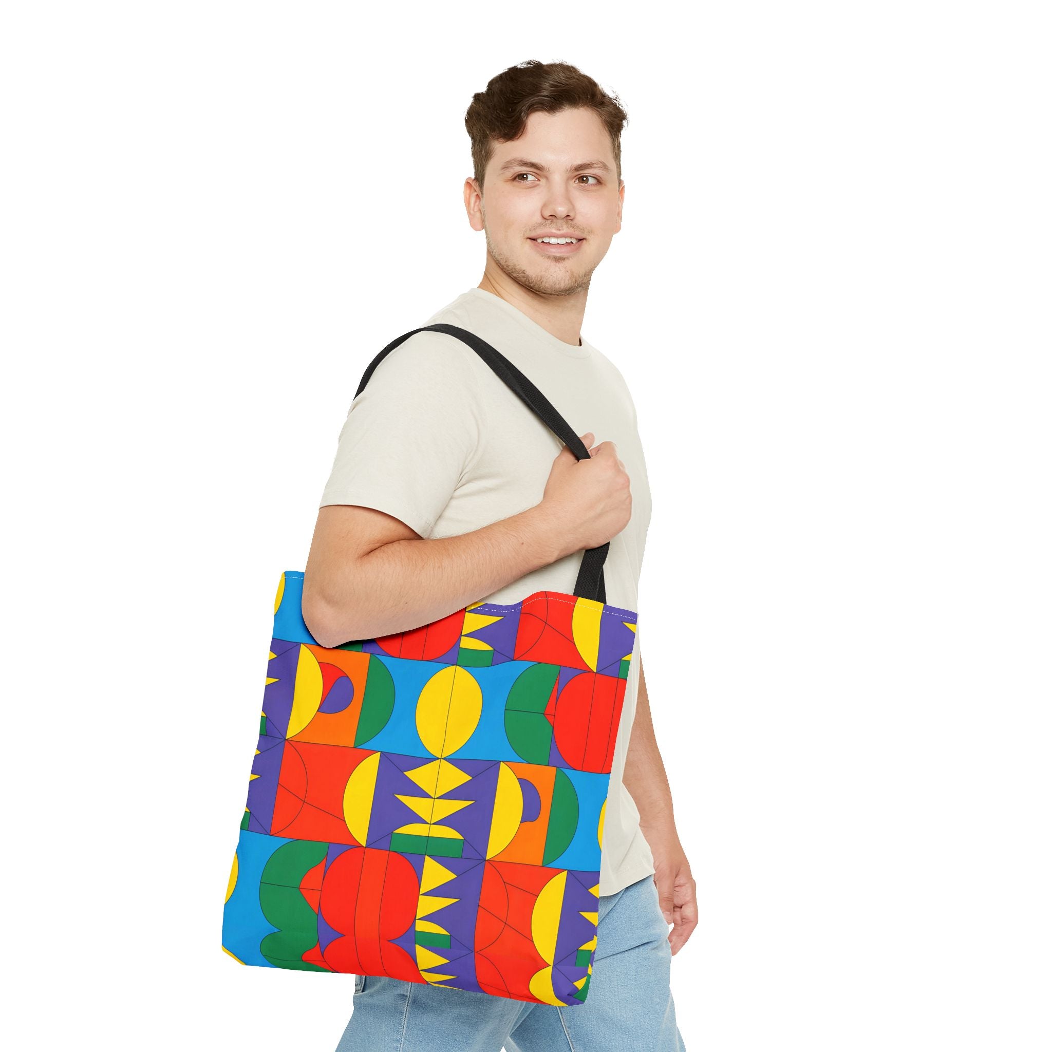 Colorful Geometric Tote Bag - Bold Patterns for Everyday Use - Angel Body
