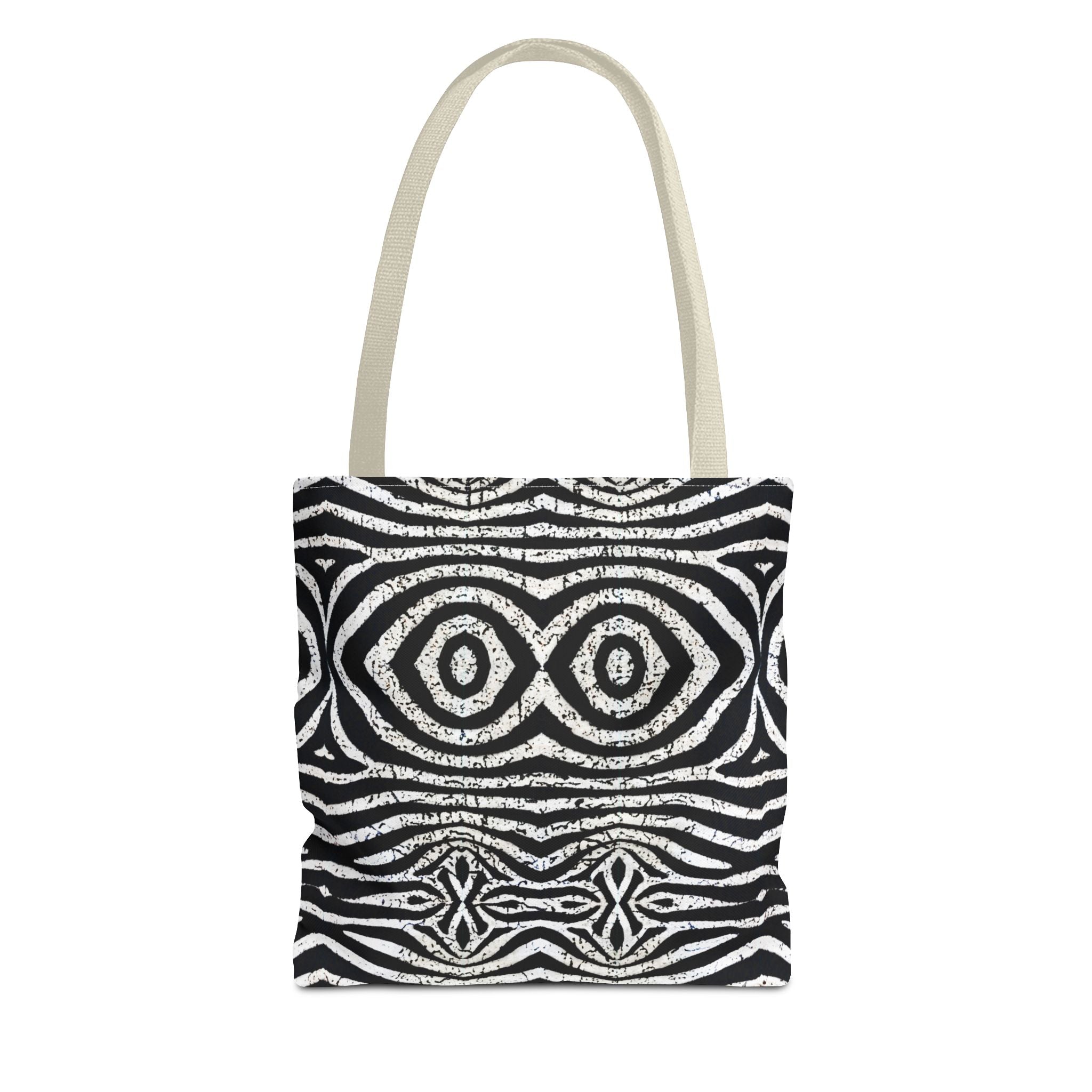 Trendy Black and White Tote Bag with Abstract Pattern | Stylish and Versatile Carryall - Angel Body