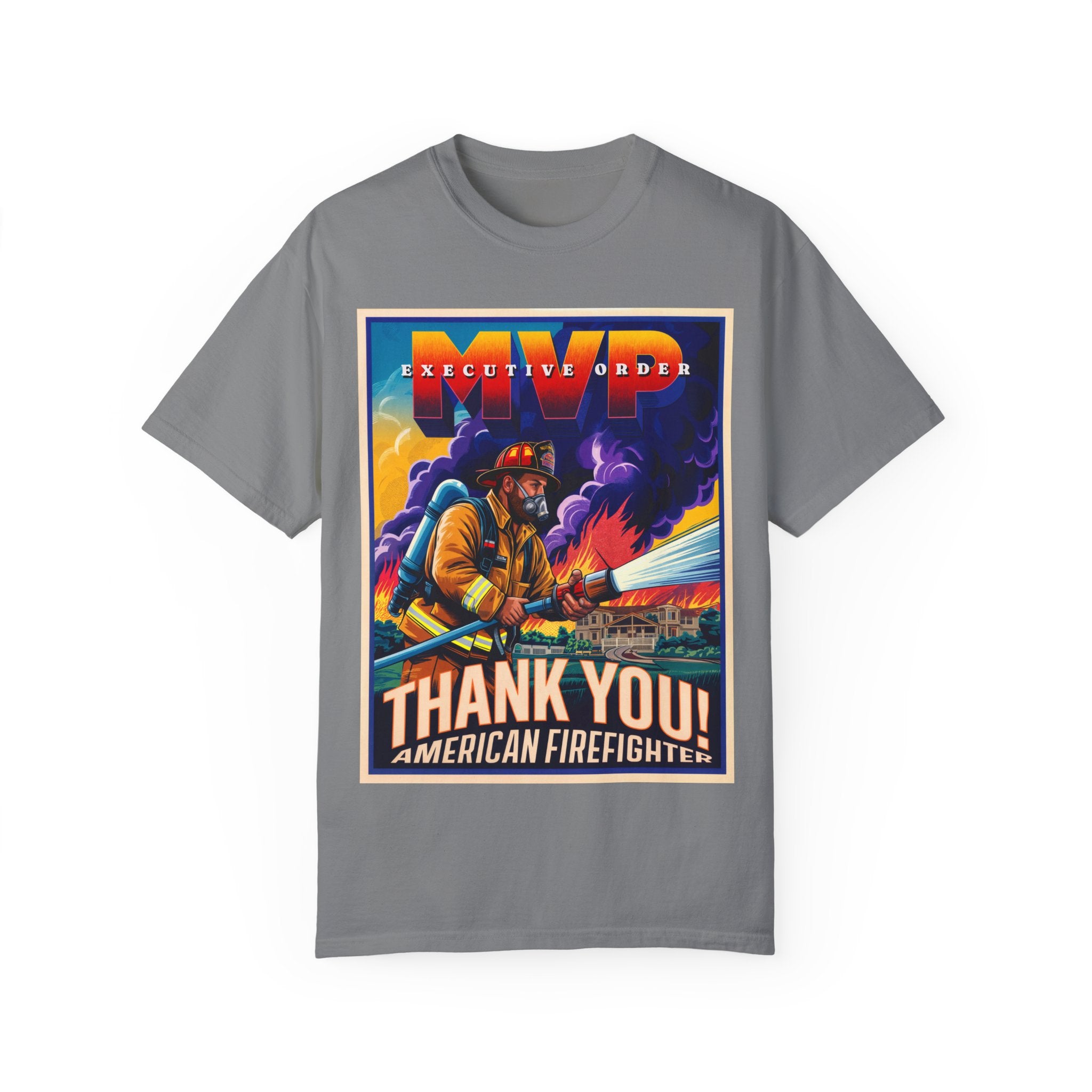 Firefighter Thank You T-Shirt - Unisex Garment-Dyed Tee - Angel Body