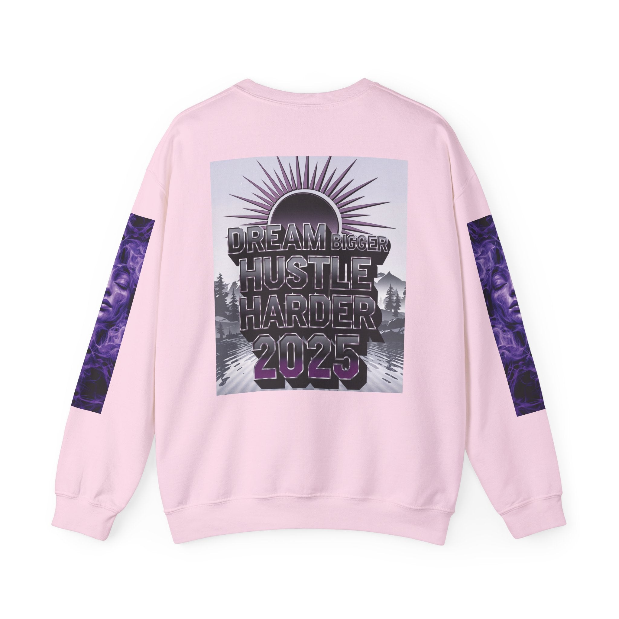 Dream Bigger Hustle Harder Crewneck Sweatshirt | Motivational Unisex Sweatshirt for Dreamers and Go-Getters - Angel Body