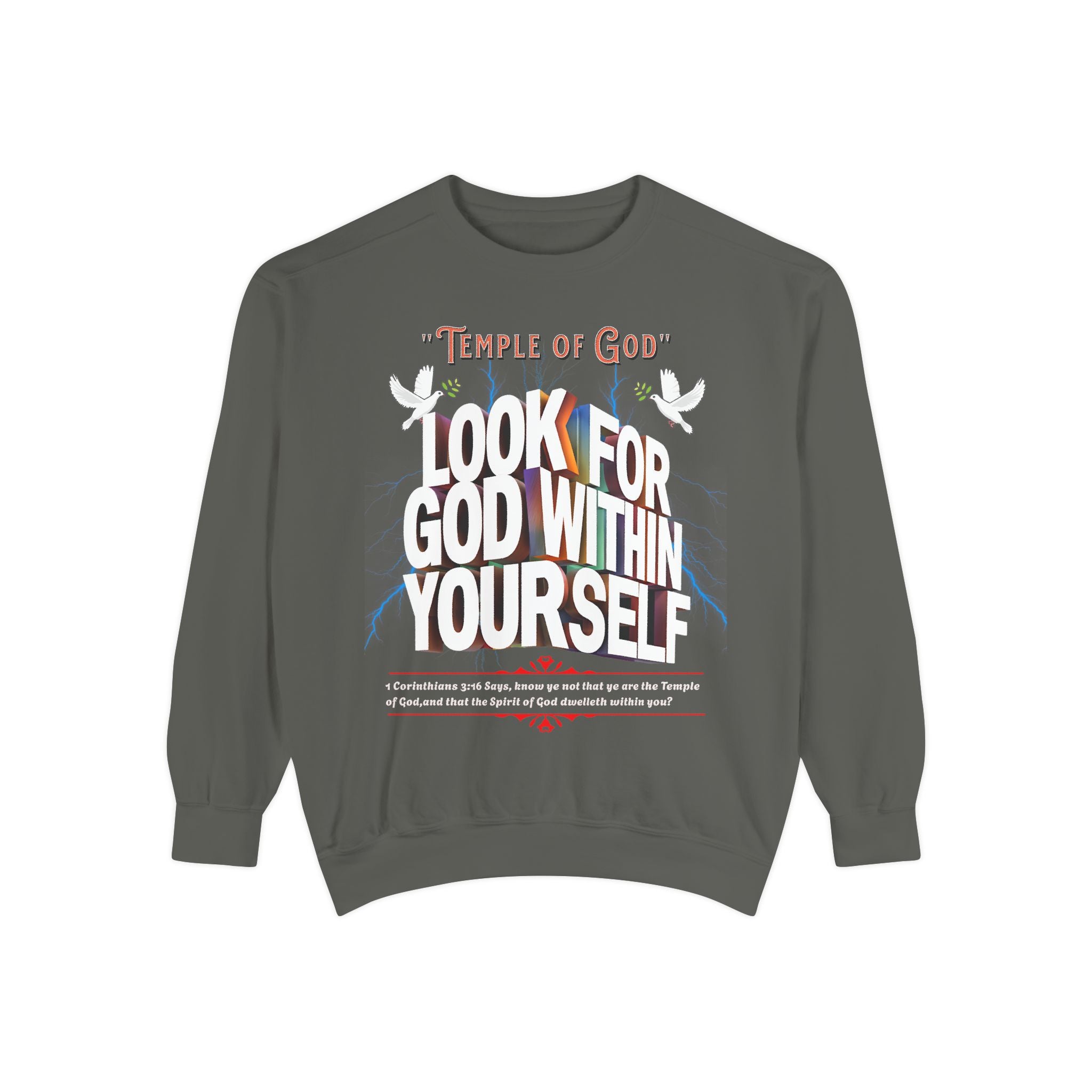 Unisex Temple of God Sweatshirt - Look for God Within Yourself - Angel Body