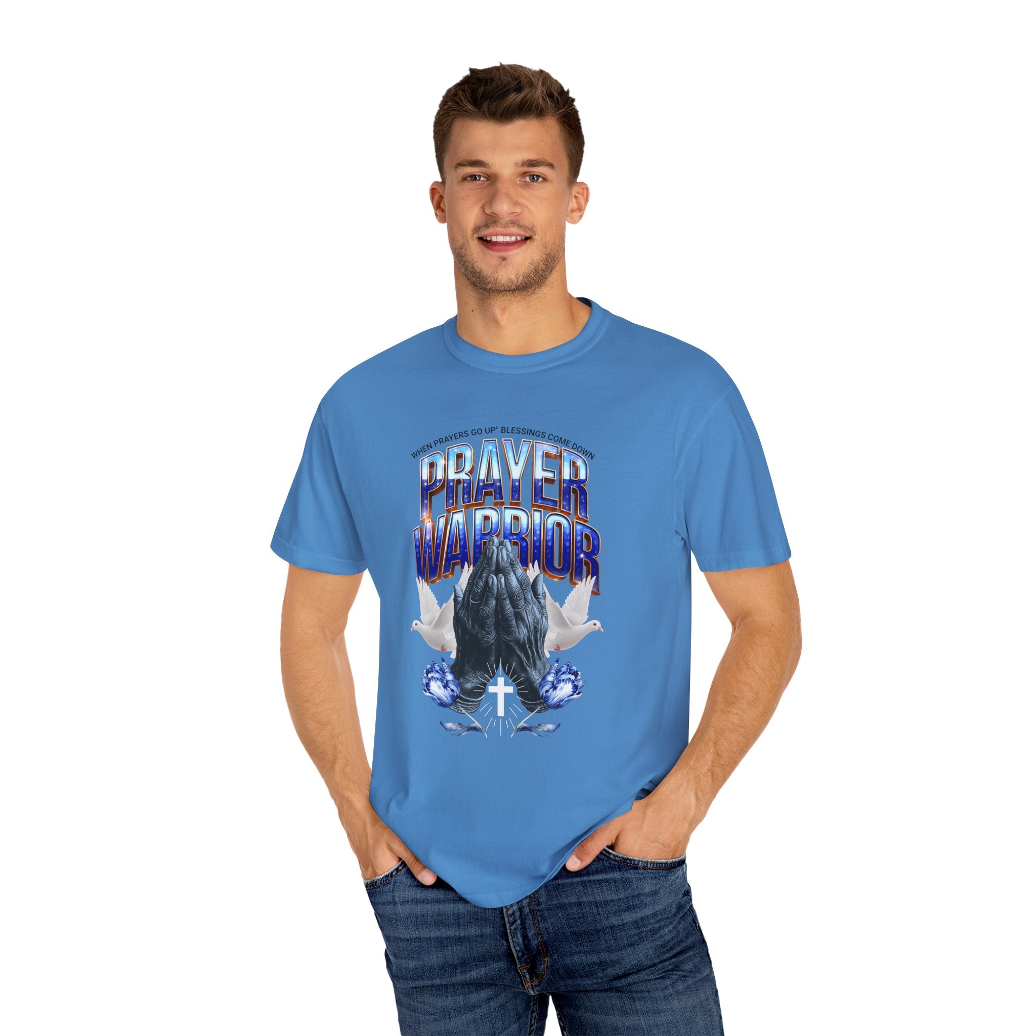 Prayer Warrior Garment-Dyed Unisex T-Shirt | Spiritual, Faith-Inspired Apparel - Angel Body