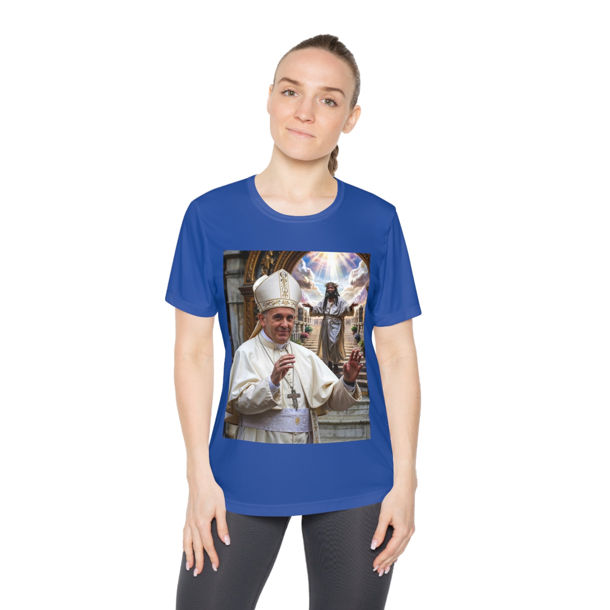 Pope-Inspired Ladies Competitor Tee - Faith & Inspiration Graphic Tee - Angel Body