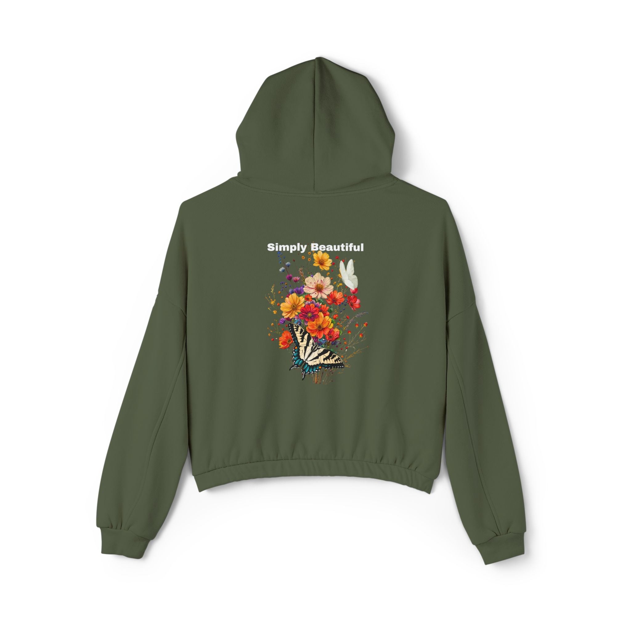 Women's Cinched Bottom Hoodie:with the words Simply Beautiful - Angel Body