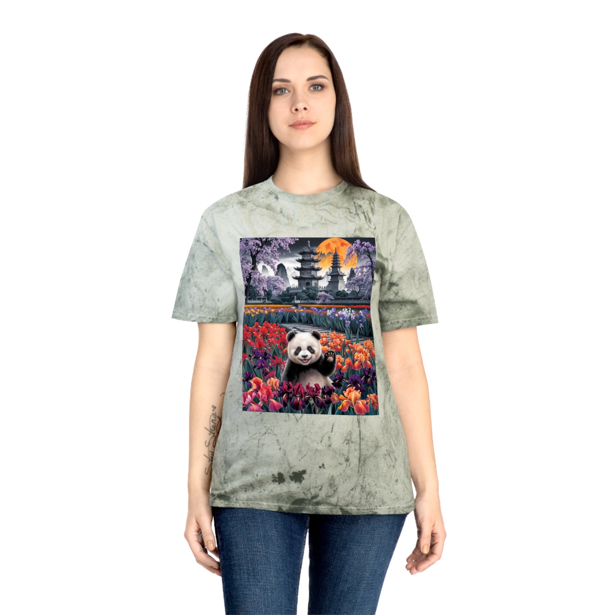 Vibrant Panda Delight Unisex T-Shirt - Colorful Floral Design - Angel Body