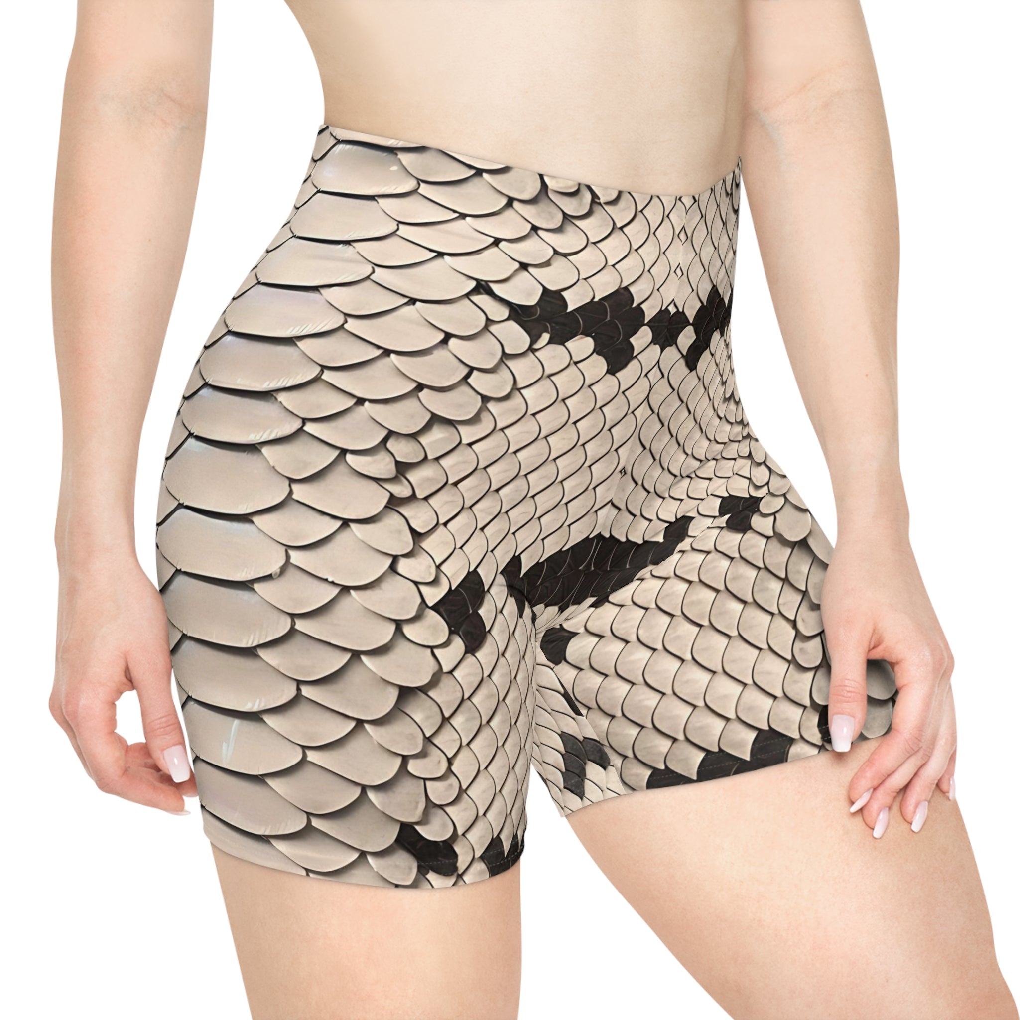 Women's Snake Print Biker Shorts - Stylish & Comfortable Activewear