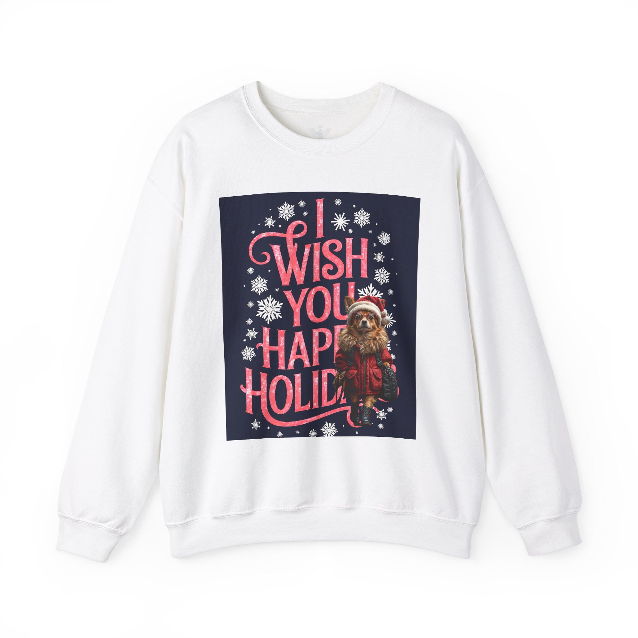 Funny Holiday Sweater - 'I Wish You Happy Holidays' Crewneck Sweatshirt - Angel Body