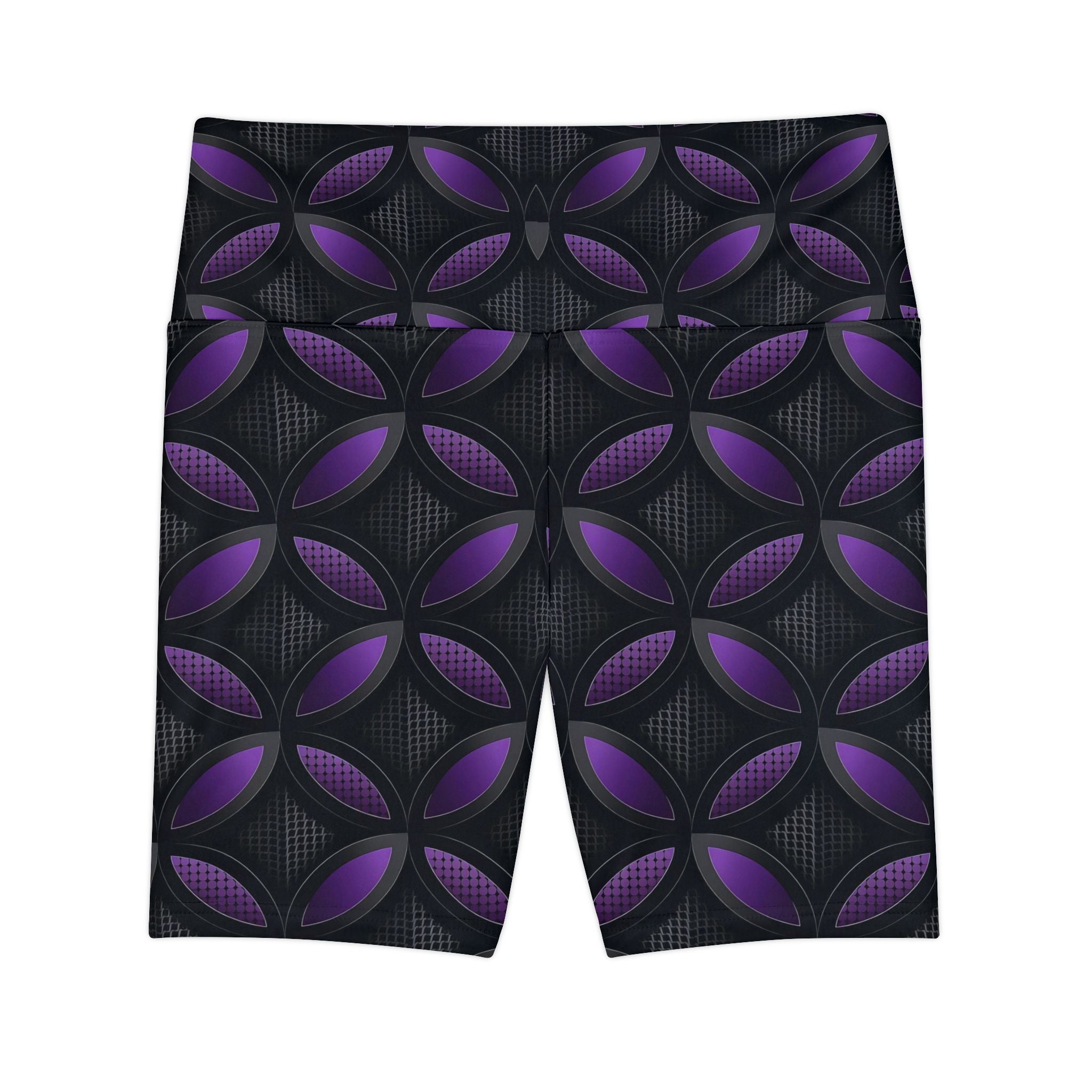Stylish Women's Workout Shorts with Purple Geometric Pattern