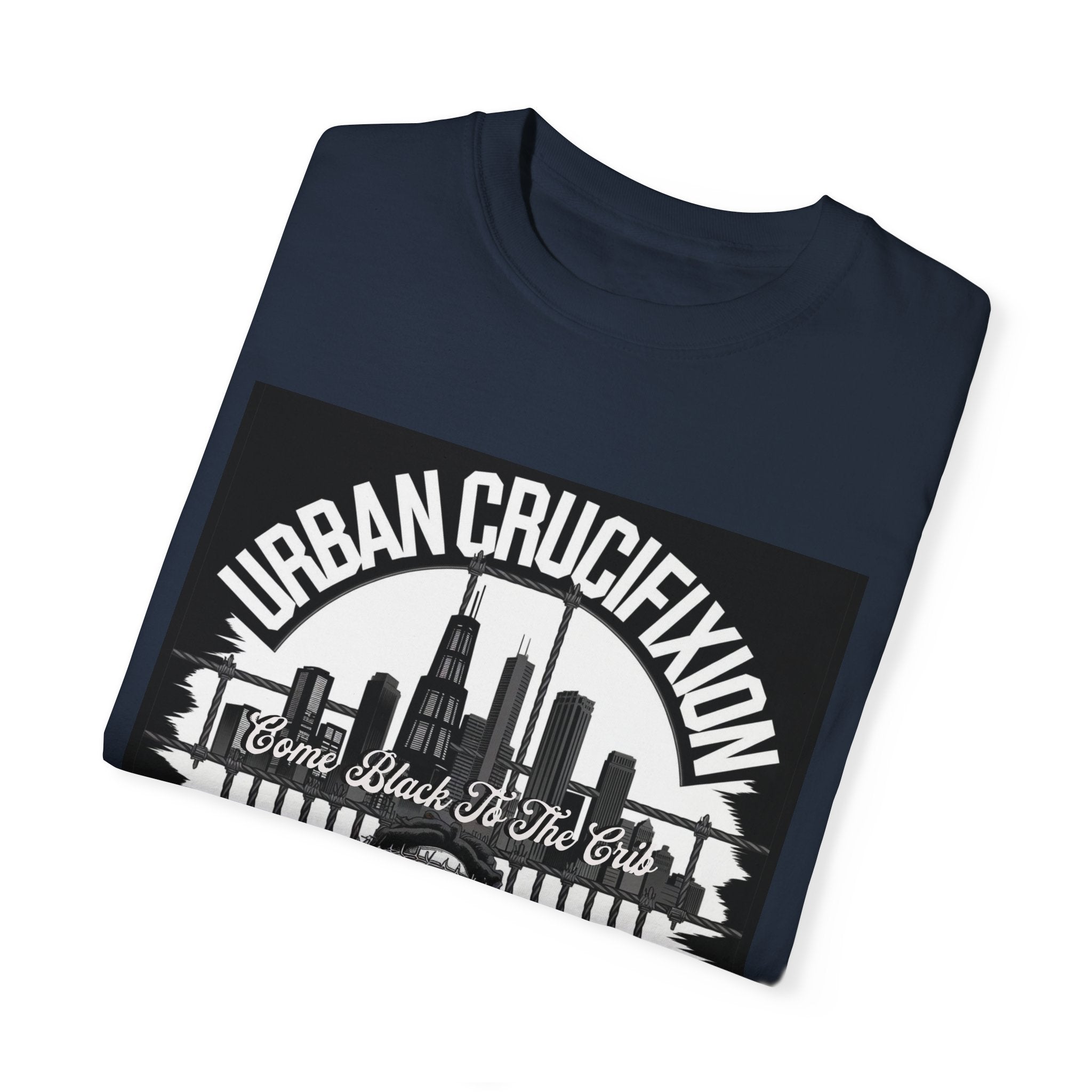 Urban Crucifixion Unisex Garment-Dyed T-Shirt - Street Art Inspired Design - Angel Body