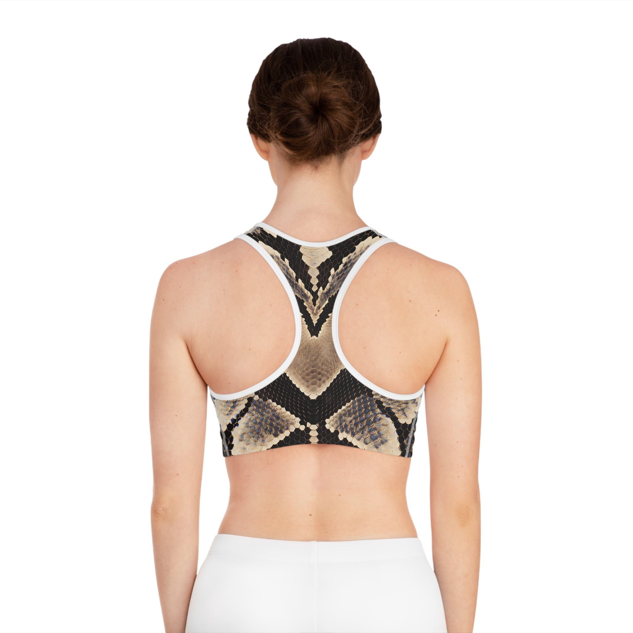 Heart Shaped Snake Print Sports Bra – Stylish Workout Gear for Fitness Enthusiasts - Angel Body