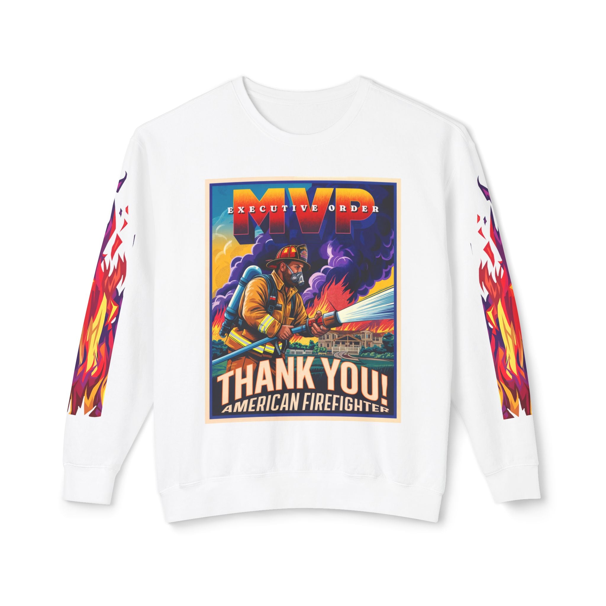 Unisex Crewneck Sweatshirt - Thank You American Firefighter - Angel Body