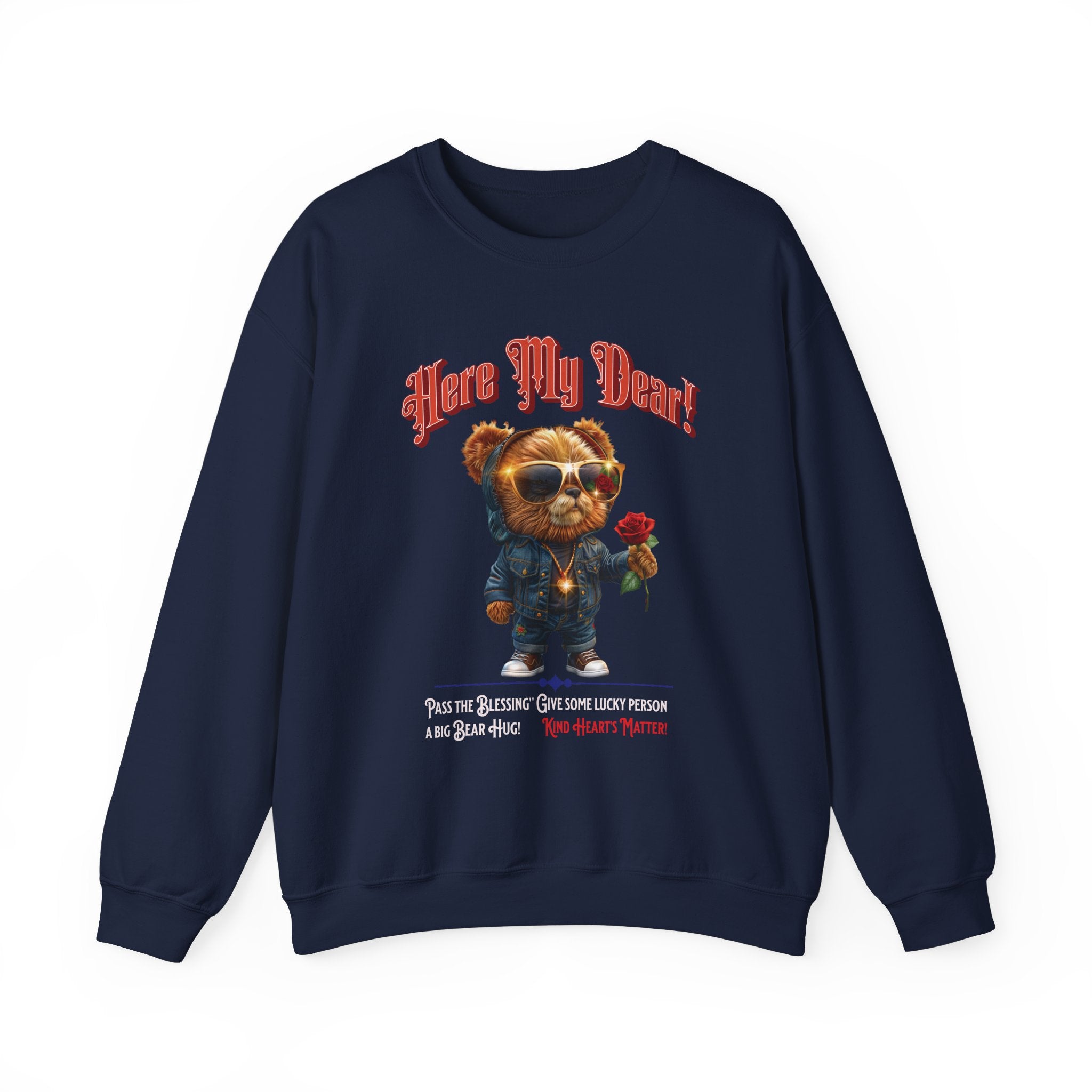 Here My Dear! Unisex Heavy Blend™ Crewneck Sweatshirt - Cozy & Trendy Gift for Animal Lovers - Angel Body