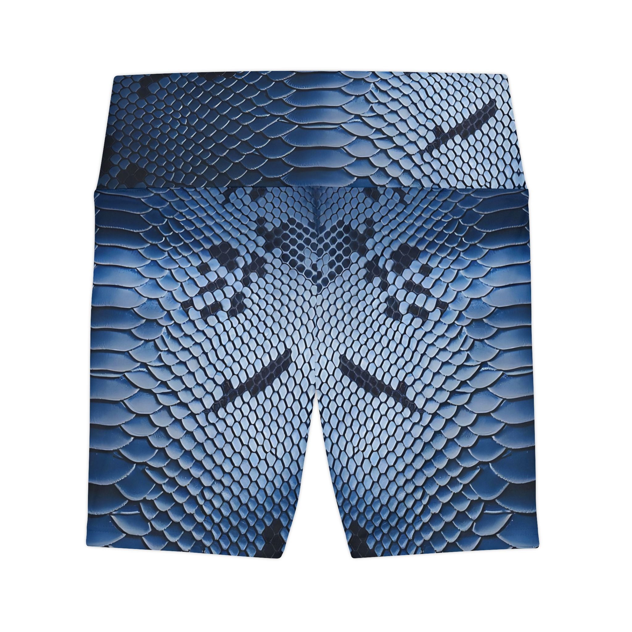 Blue Snake Print Women's Workout Shorts - Stylish Activewear for Fitness Enthusiasts - Angel Body