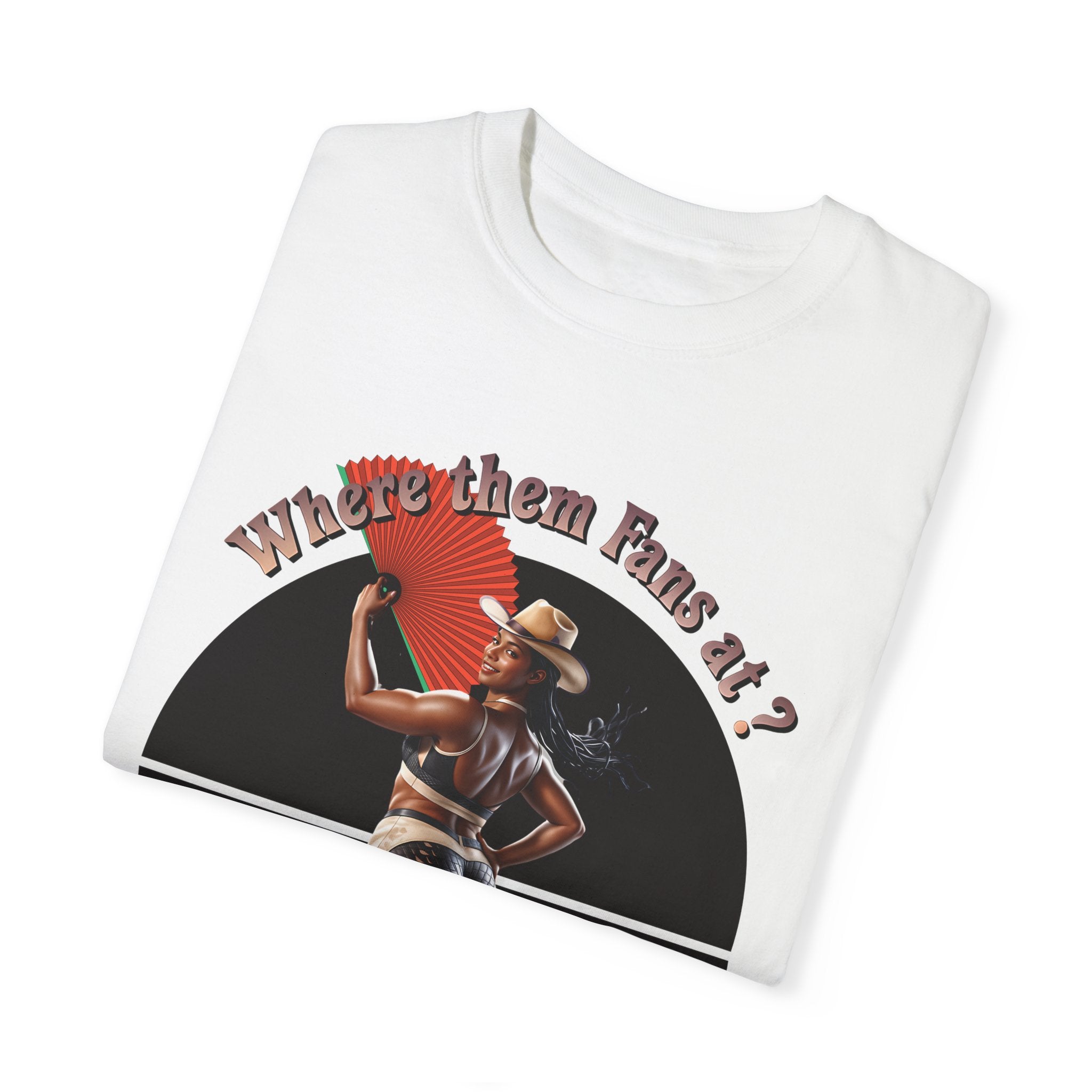 Retro Graphic T-Shirt - 'Where Them Fans At' Urban Style - Angel Body