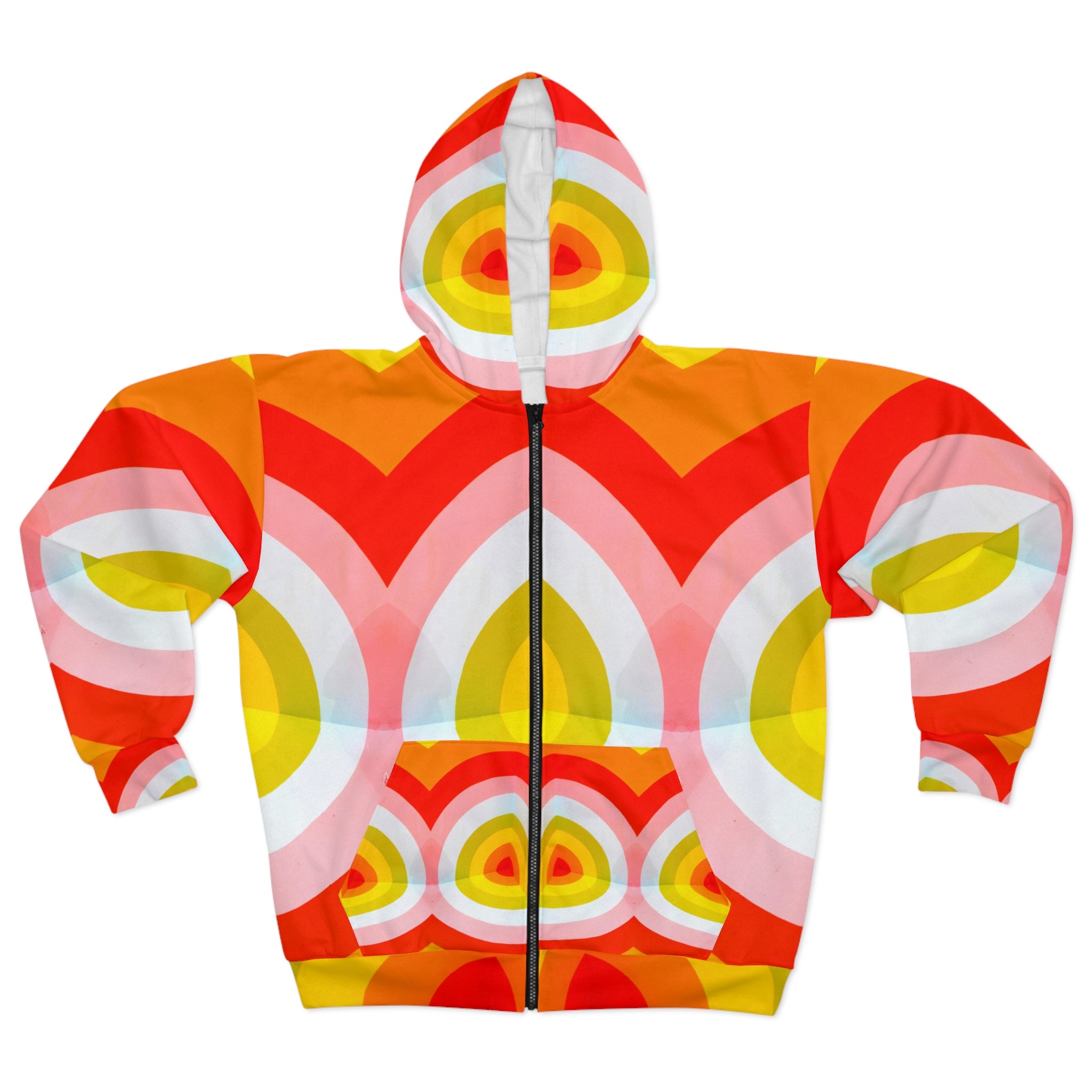 Pop Art Zip Hoodie - Retro Abstract Design, Bright Colors - Angel Body
