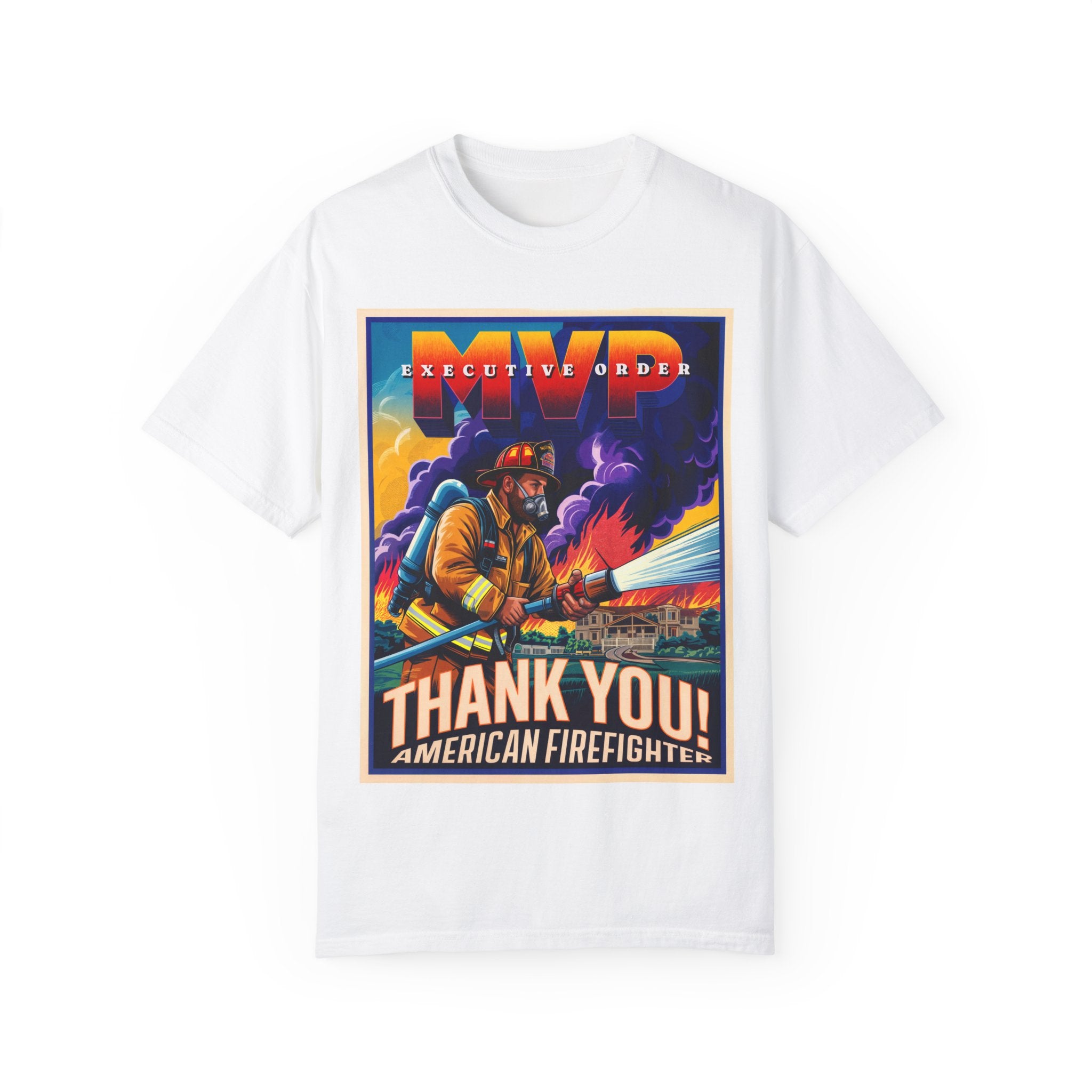 Firefighter Thank You T-Shirt - Unisex Garment-Dyed Tee - Angel Body