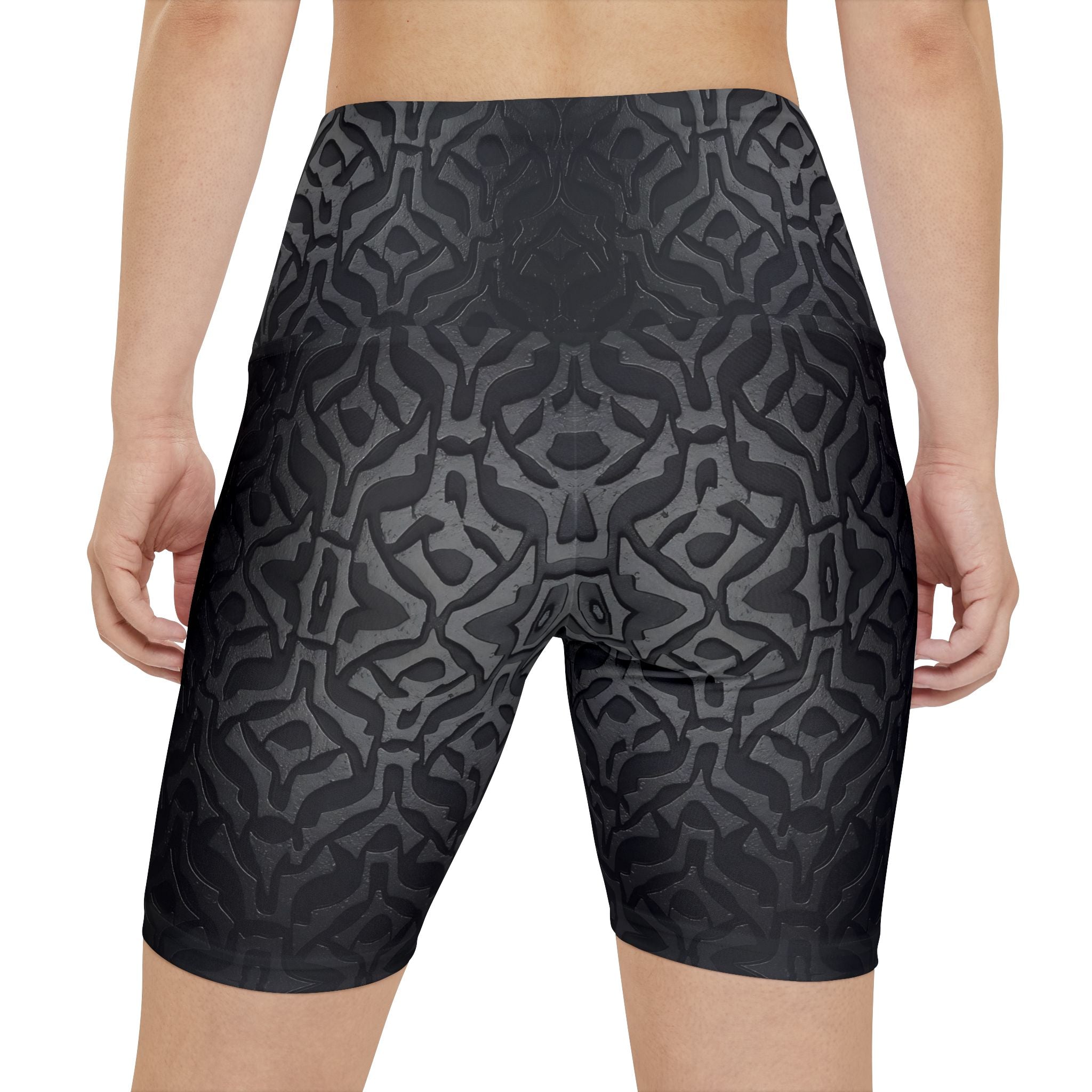 Workout Shorts - Stylish Women's Tech Black Yoga Style Shorts for Fitness Enthusiasts - Angel Body
