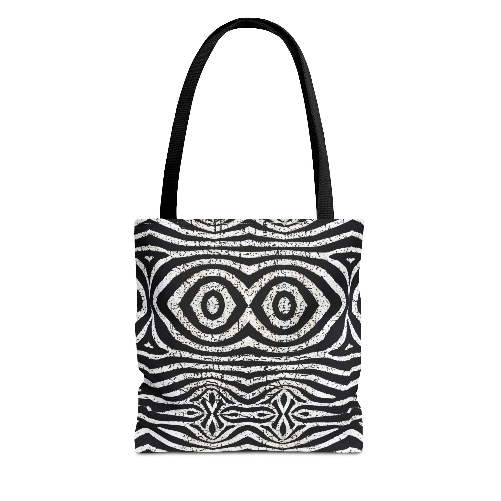 Trendy Black and White Tote Bag with Abstract Pattern | Stylish and Versatile Carryall - Angel Body