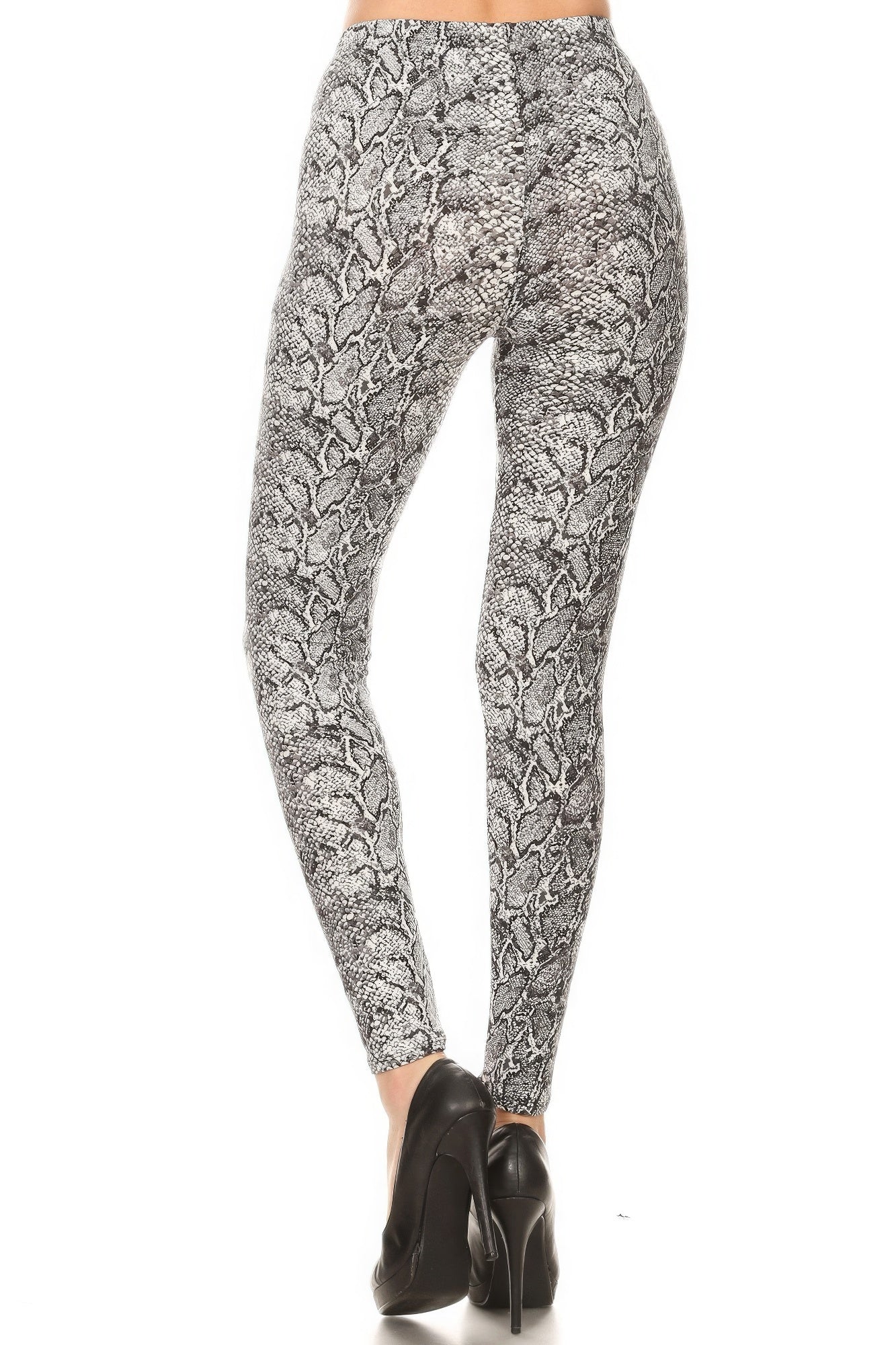 Snakeskin Print, Full Length, High Waisted Leggings In A Fitted Style With An Elastic Waistband - Angel Body