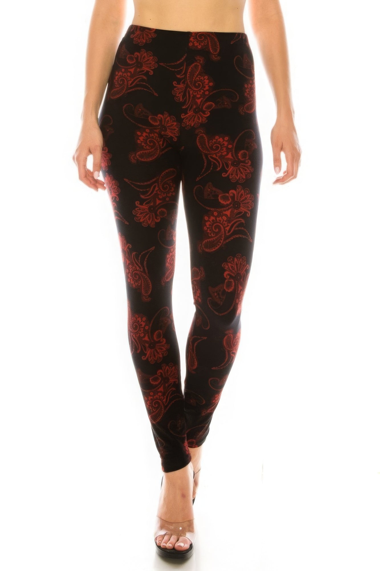 Printed High Waisted Leggings With Elastic Waistband - Angel Body