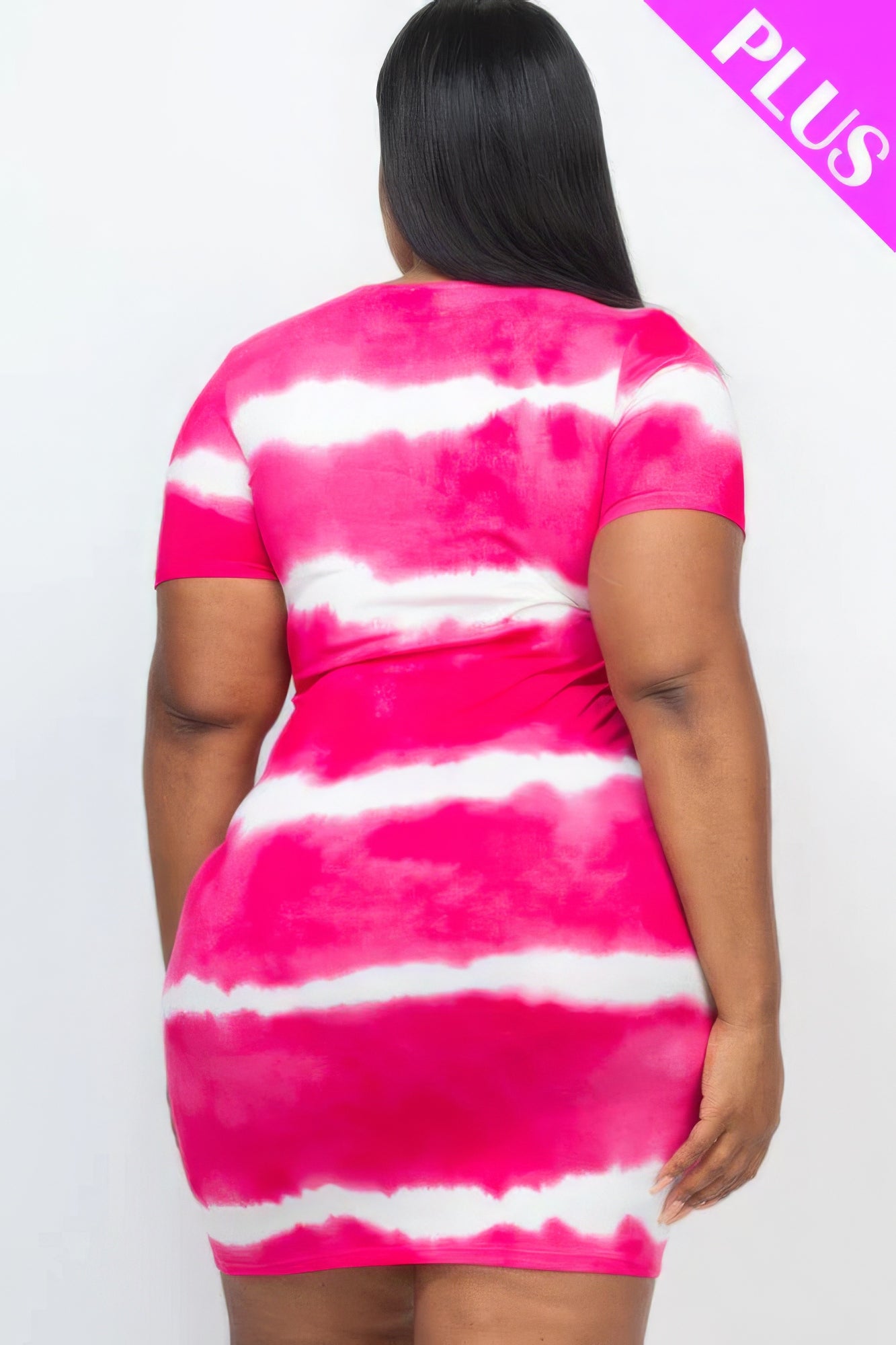 Plus Size Tie-dye Print Bodycon Dress - Angel Body