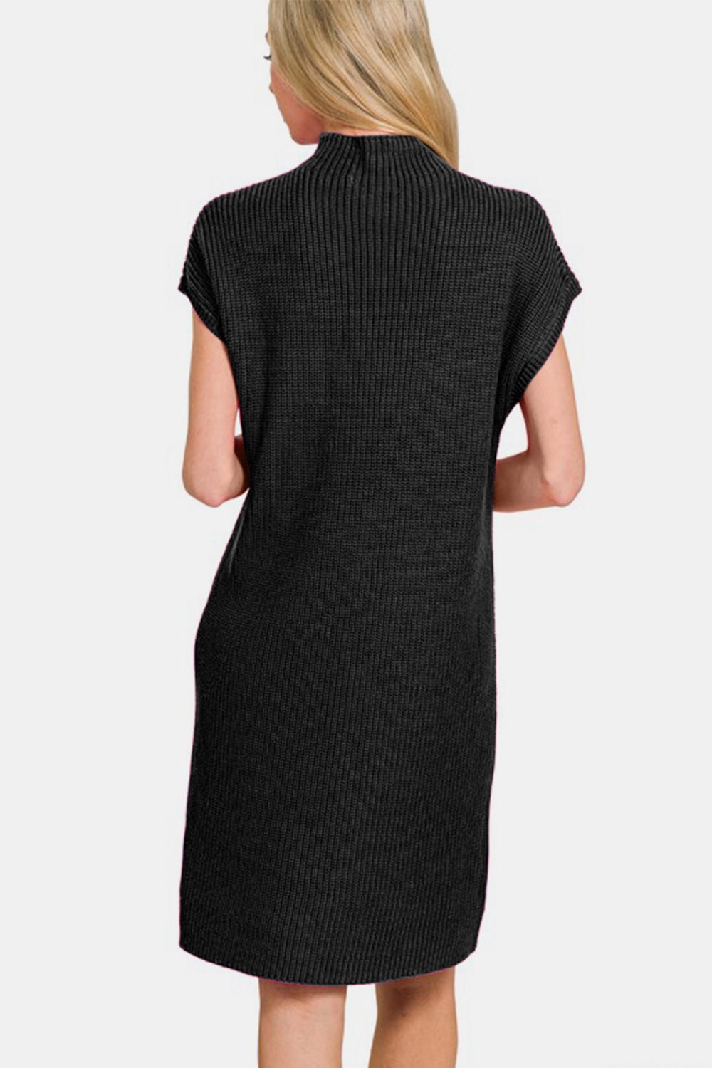 Zenana Mock Neck Short Sleeve Sweater Dress - Angel Body