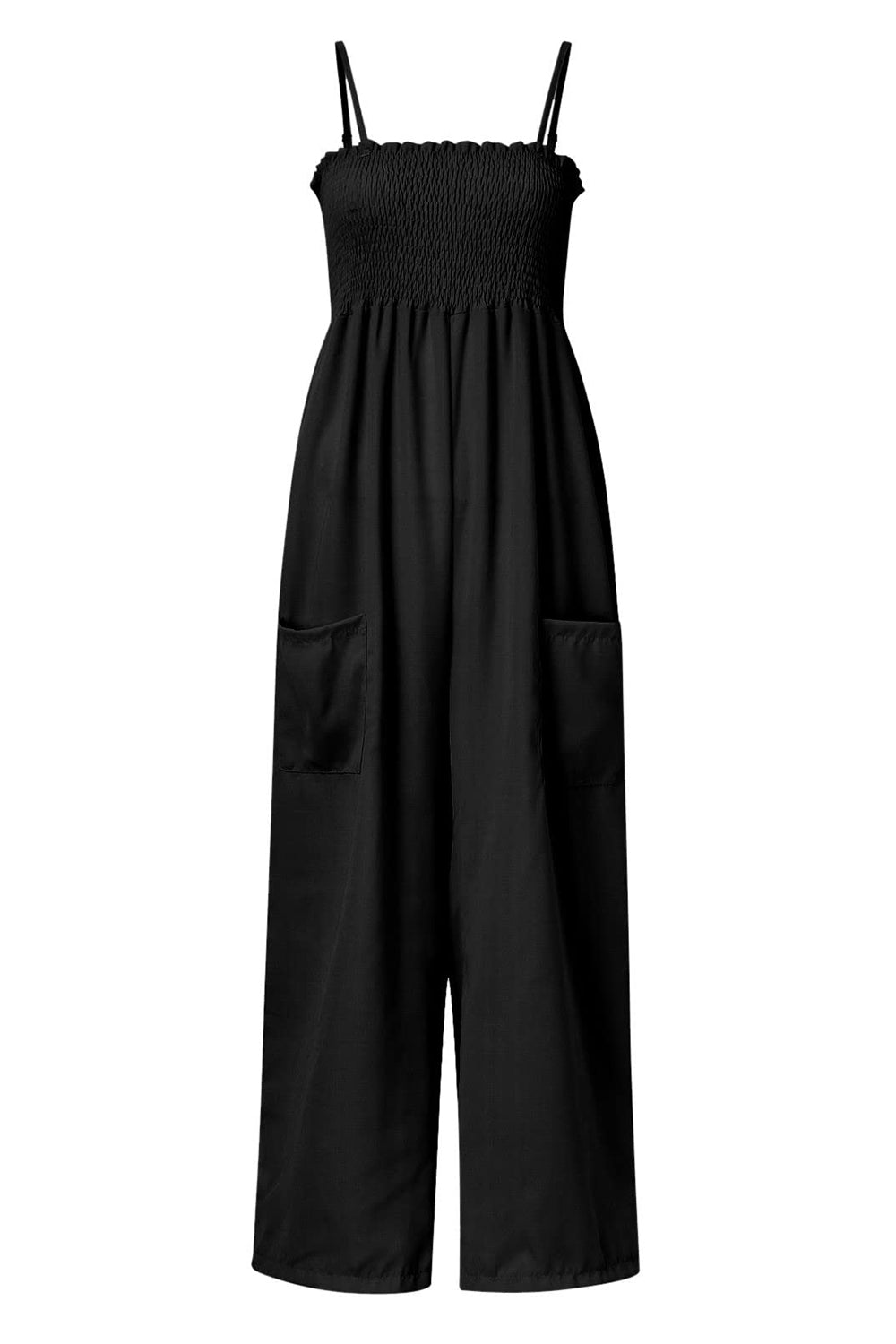 Smocked Spaghetti Strap Wide Leg Jumpsuit - Angel Body