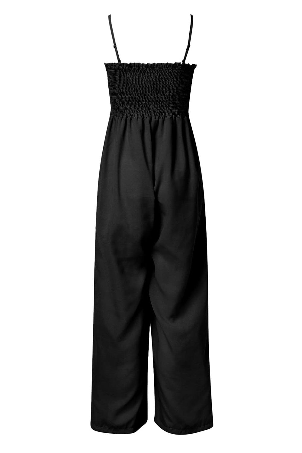 Smocked Spaghetti Strap Wide Leg Jumpsuit - Angel Body