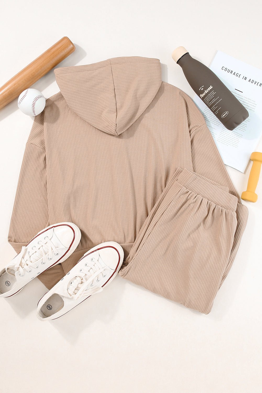 Drawstring Zip Up Hoodie and Pants Active Set - Angel Body