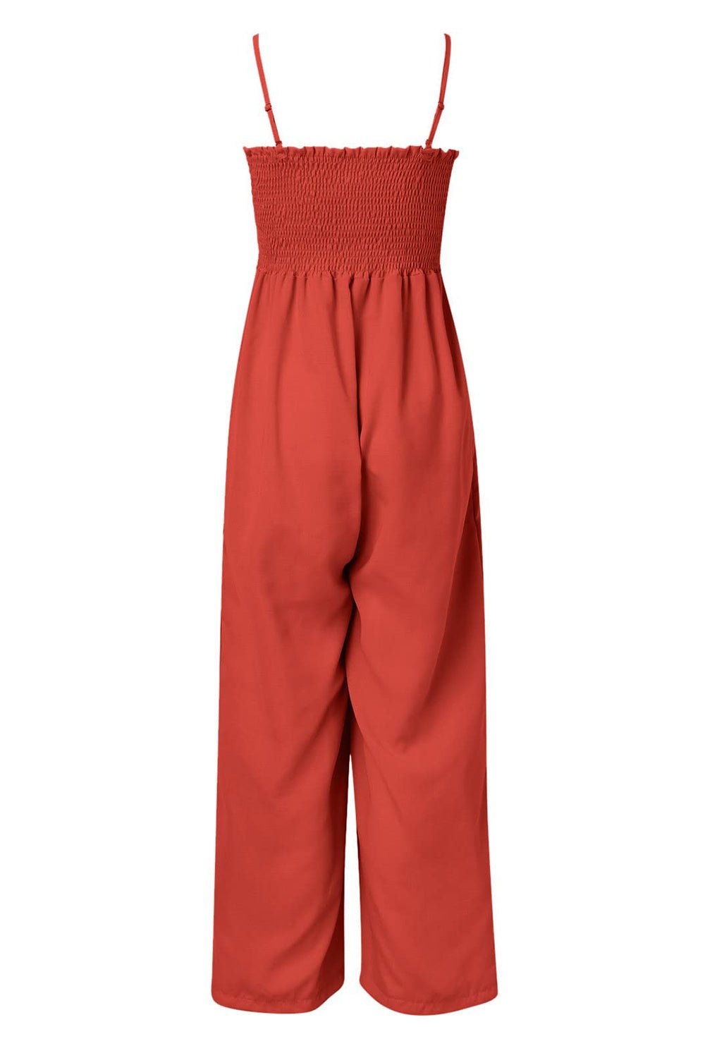 Smocked Spaghetti Strap Wide Leg Jumpsuit - Angel Body